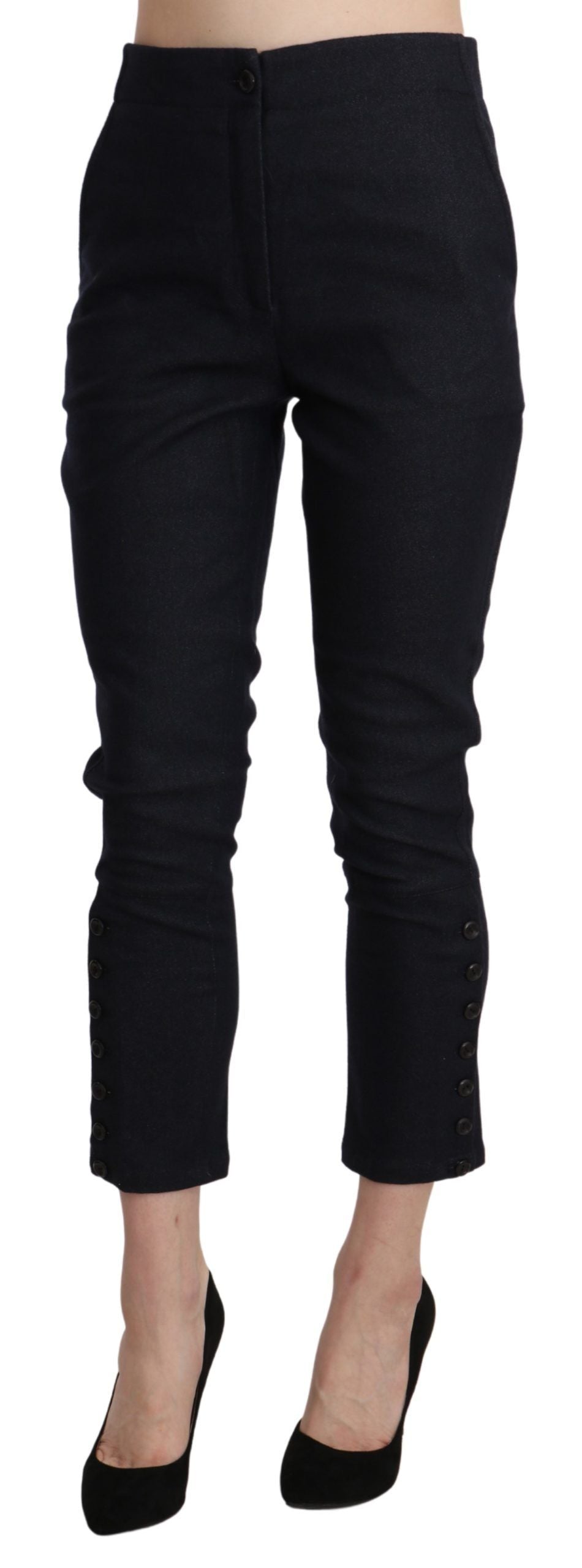 Chic High Waist Cropped Capri Pants - ventzia
