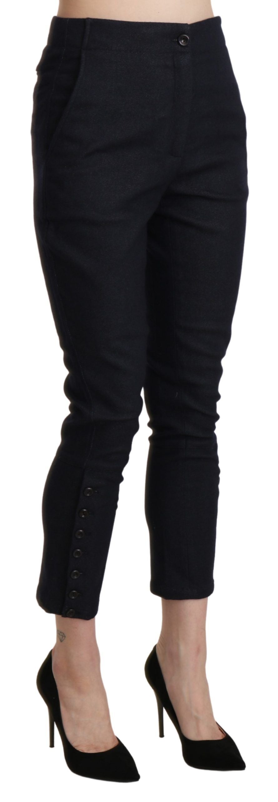 Chic High Waist Cropped Capri Pants - ventzia