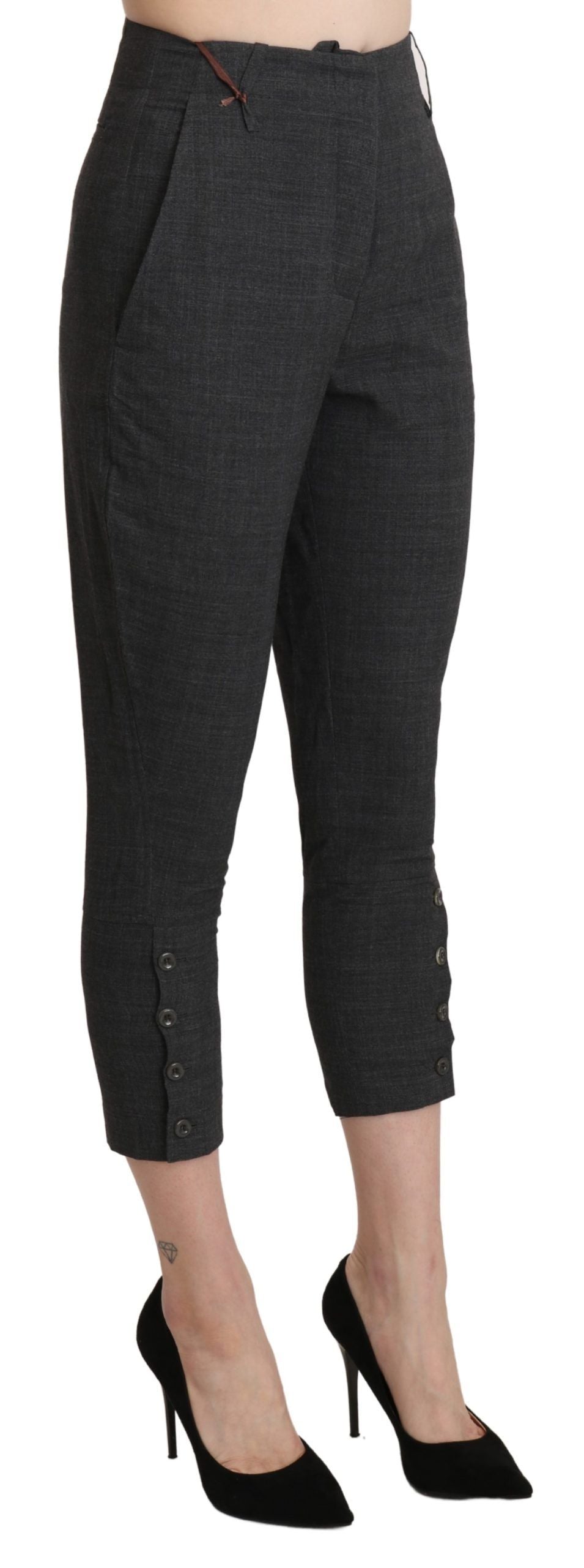 Chic High Waist Capri Cropped Pants - ventzia