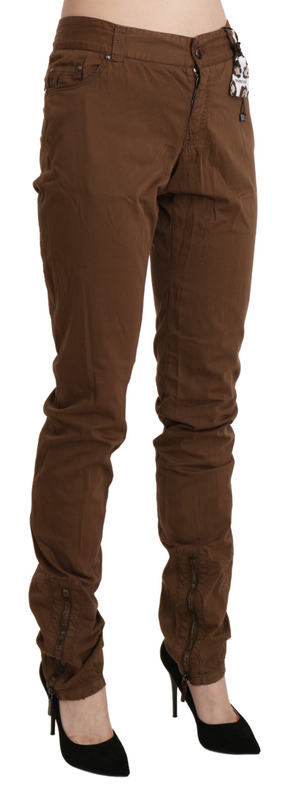 Chic High Waist Skinny Cotton Trousers - ventzia