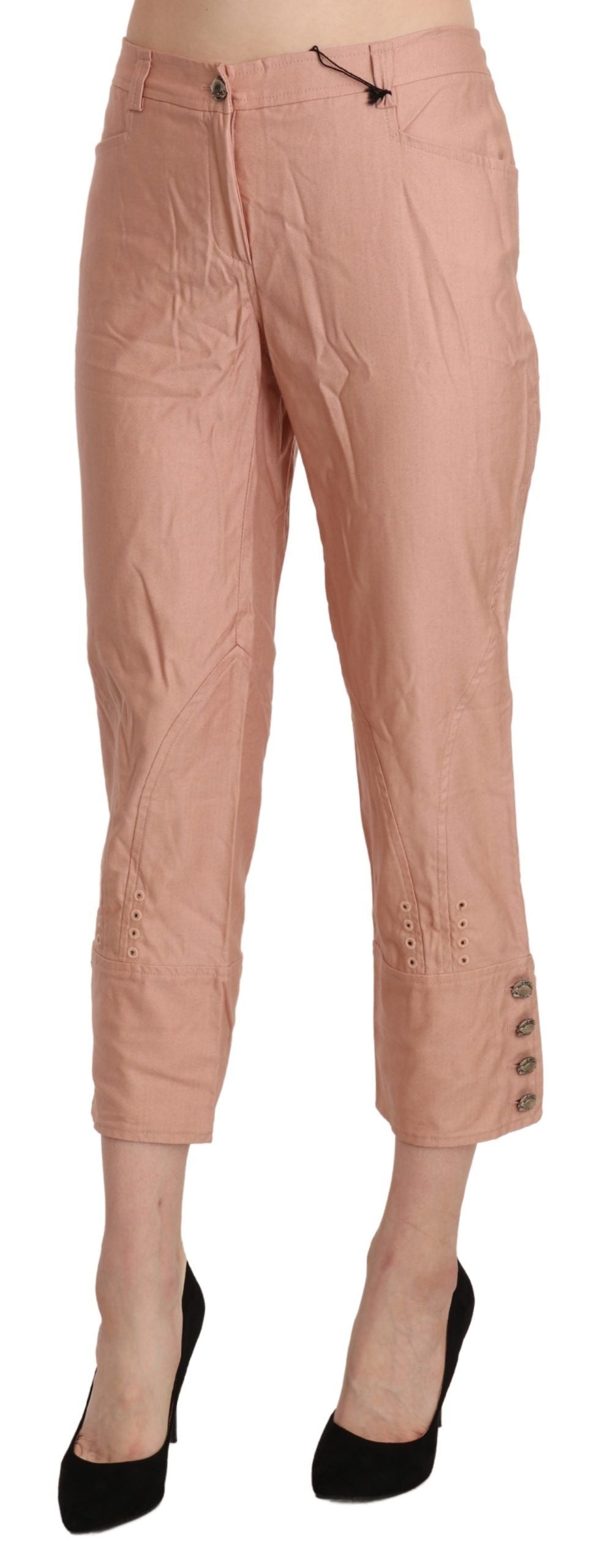 Chic High Waist Cropped Cotton Trousers - ventzia