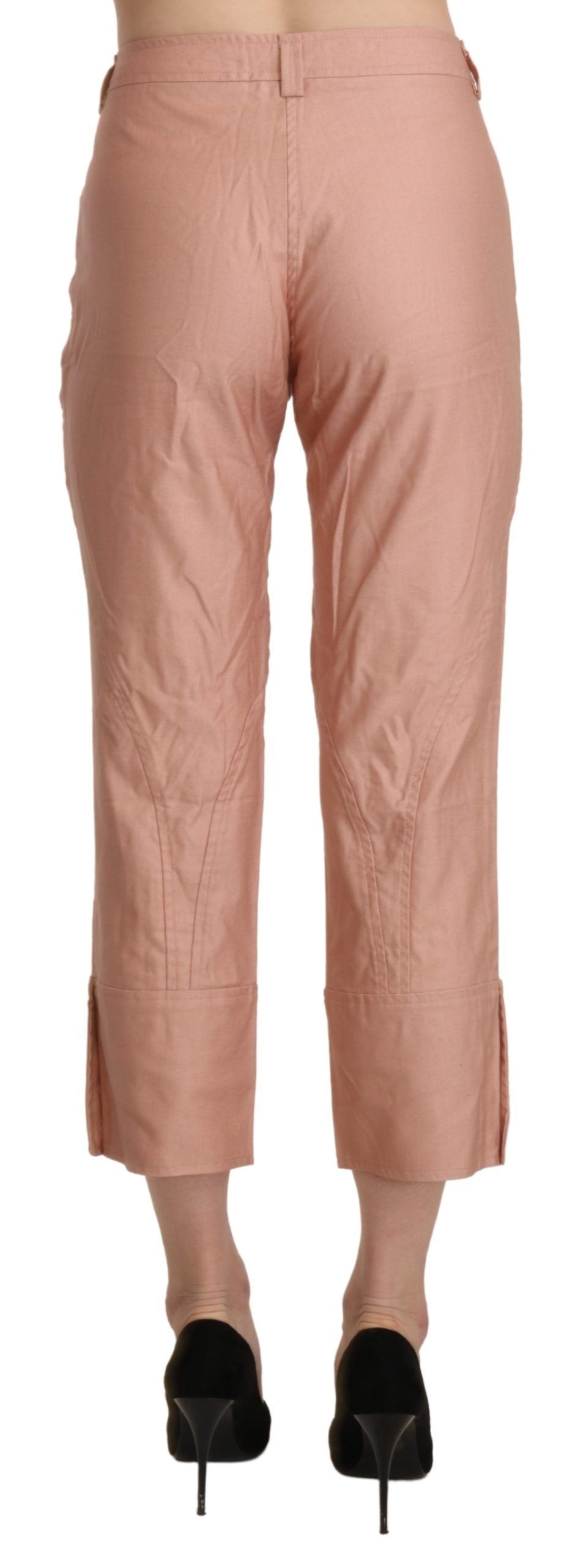 Chic High Waist Cropped Cotton Trousers - ventzia