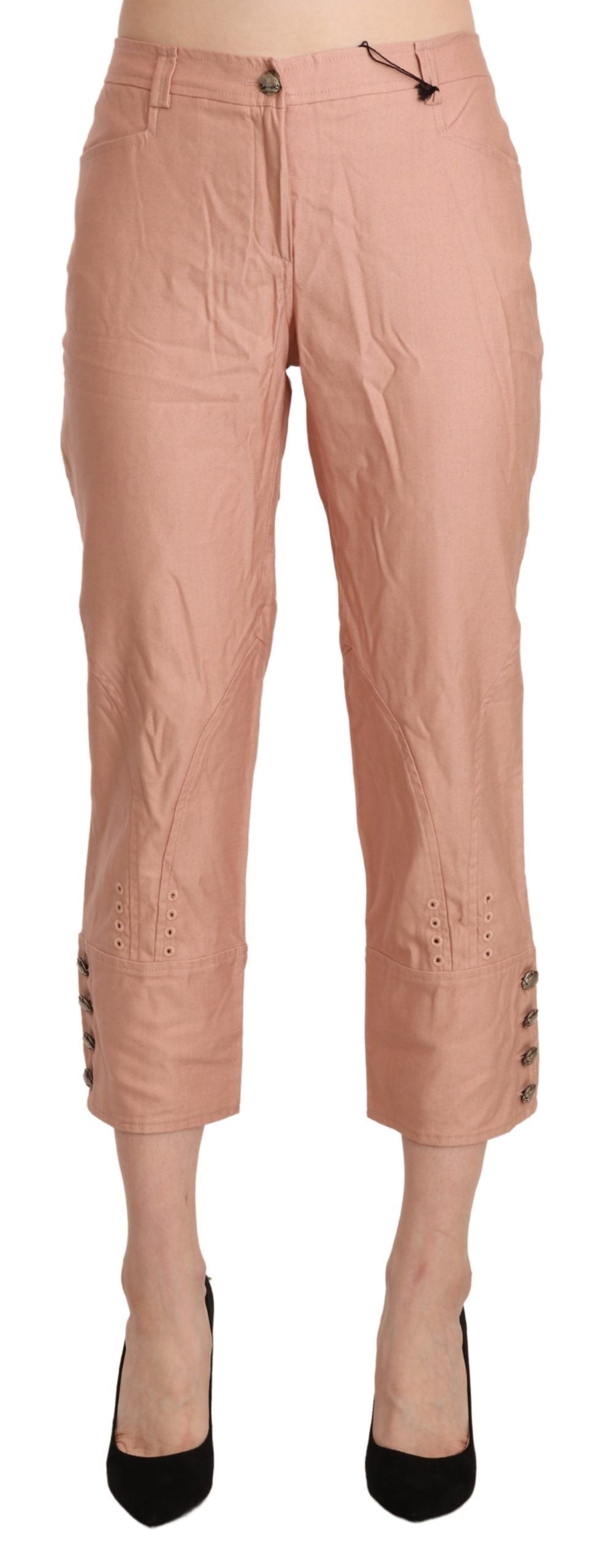 Chic High Waist Cropped Cotton Trousers - ventzia