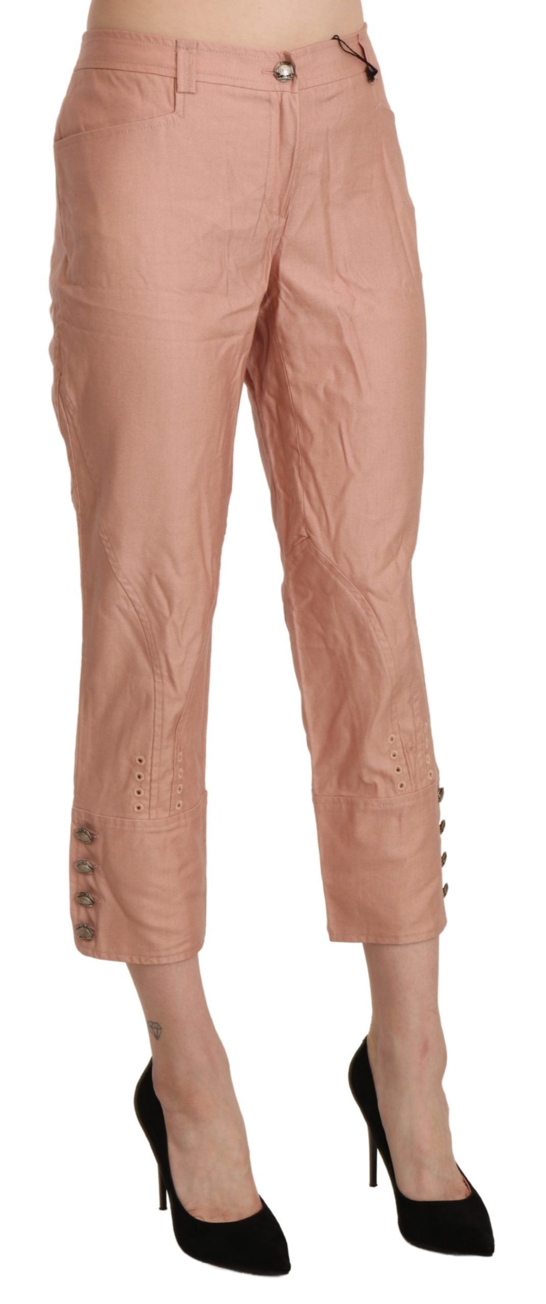 Chic High Waist Cropped Cotton Trousers - ventzia