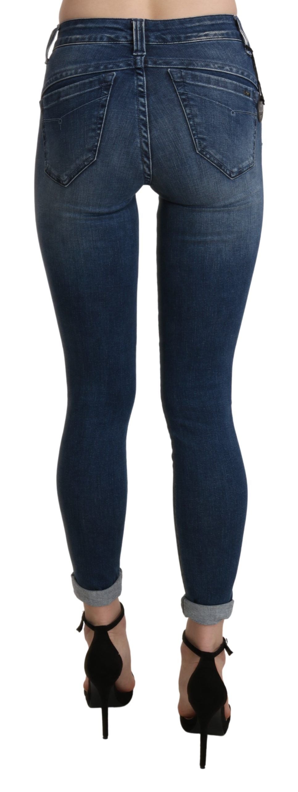 Chic Blue High Waist Cropped Jeans - ventzia