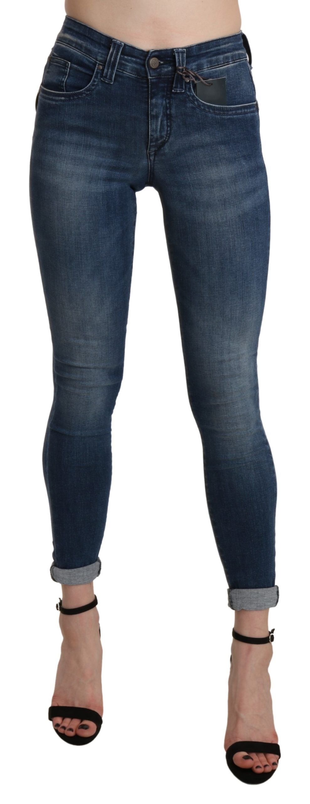 Chic Blue High Waist Cropped Jeans - ventzia