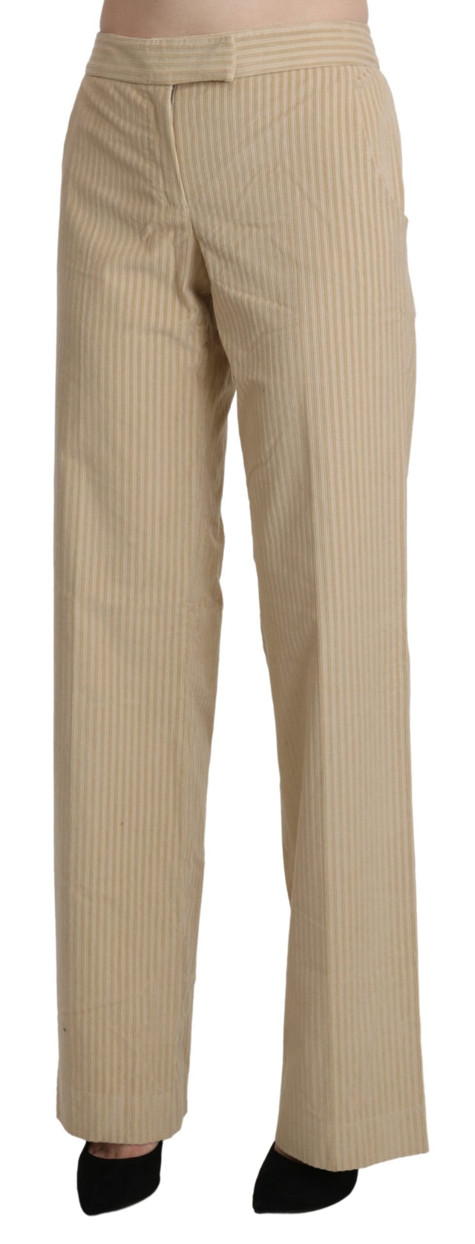 Chic Beige High-Waist Wide Leg Pants - ventzia