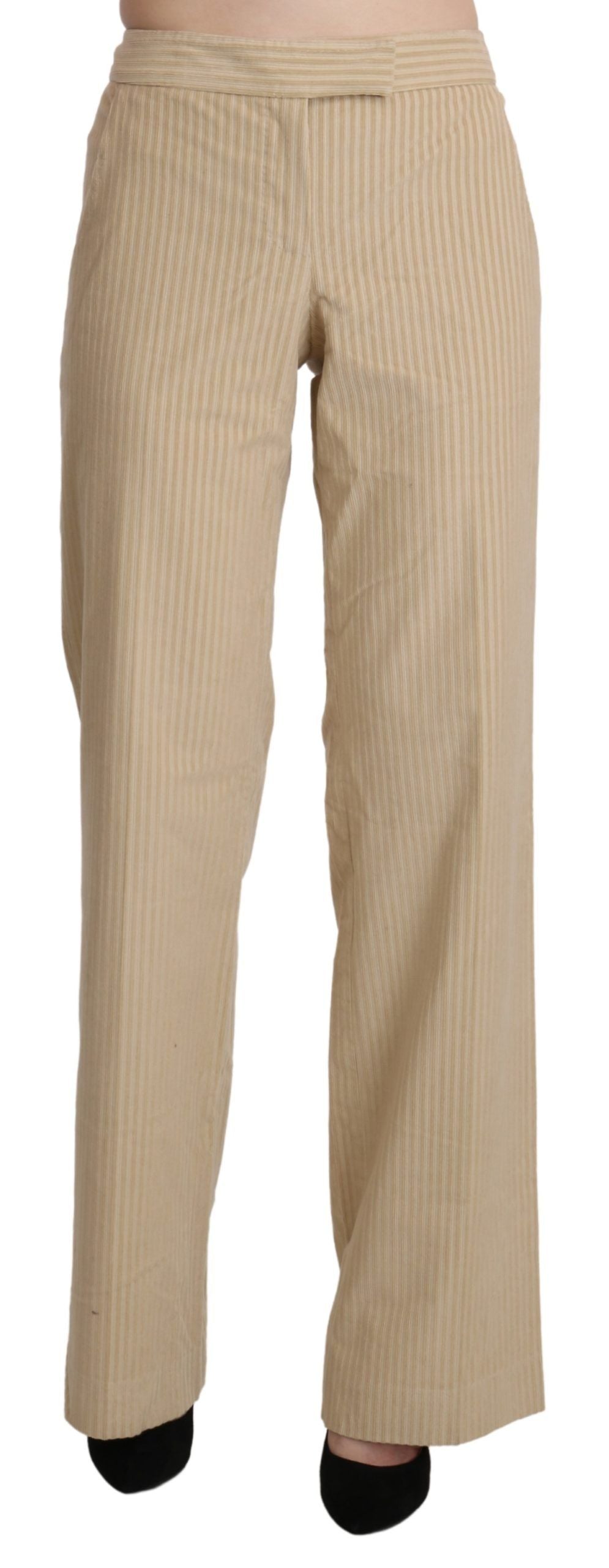 Chic Beige High-Waist Wide Leg Pants - ventzia