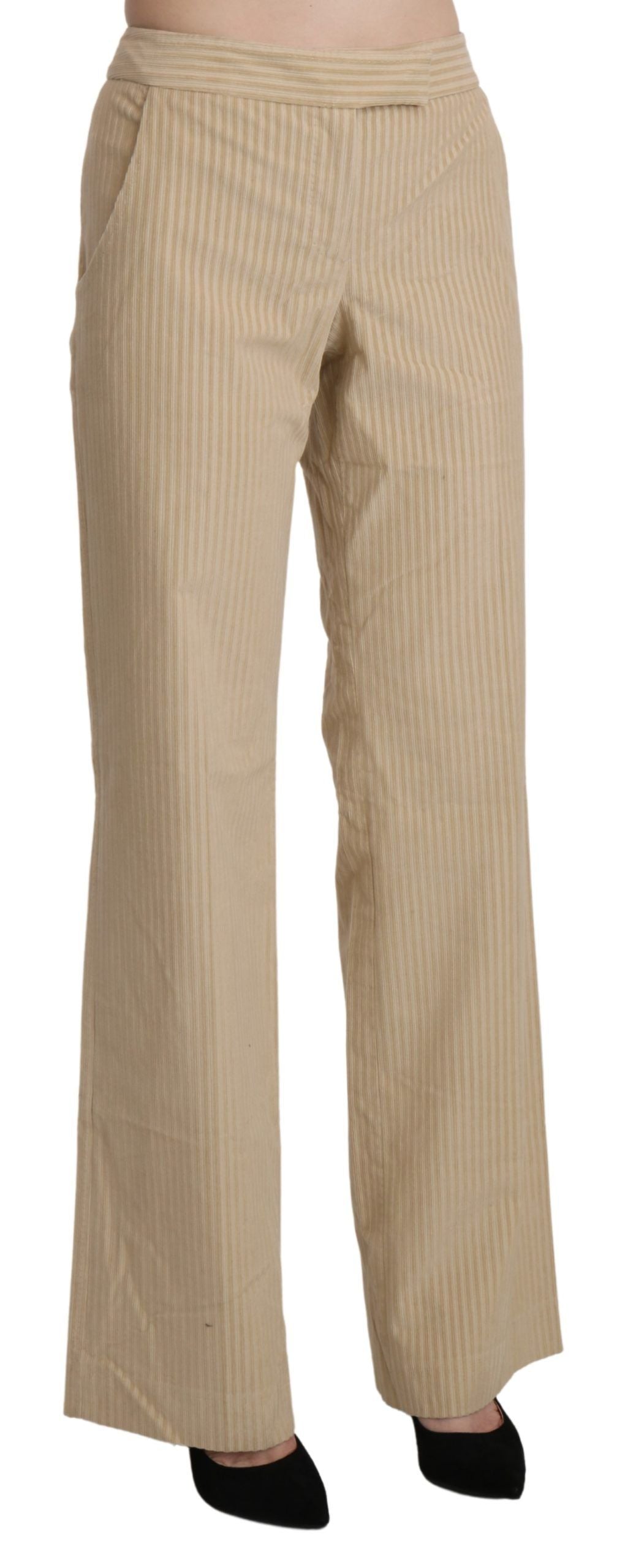 Chic Beige High-Waist Wide Leg Pants - ventzia