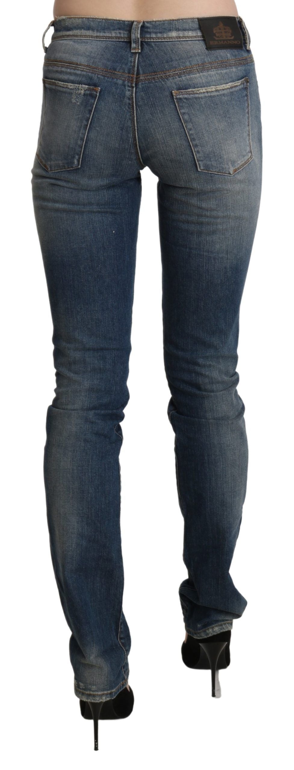 Chic Mid Waist Skinny Denim in Blue Washed - ventzia