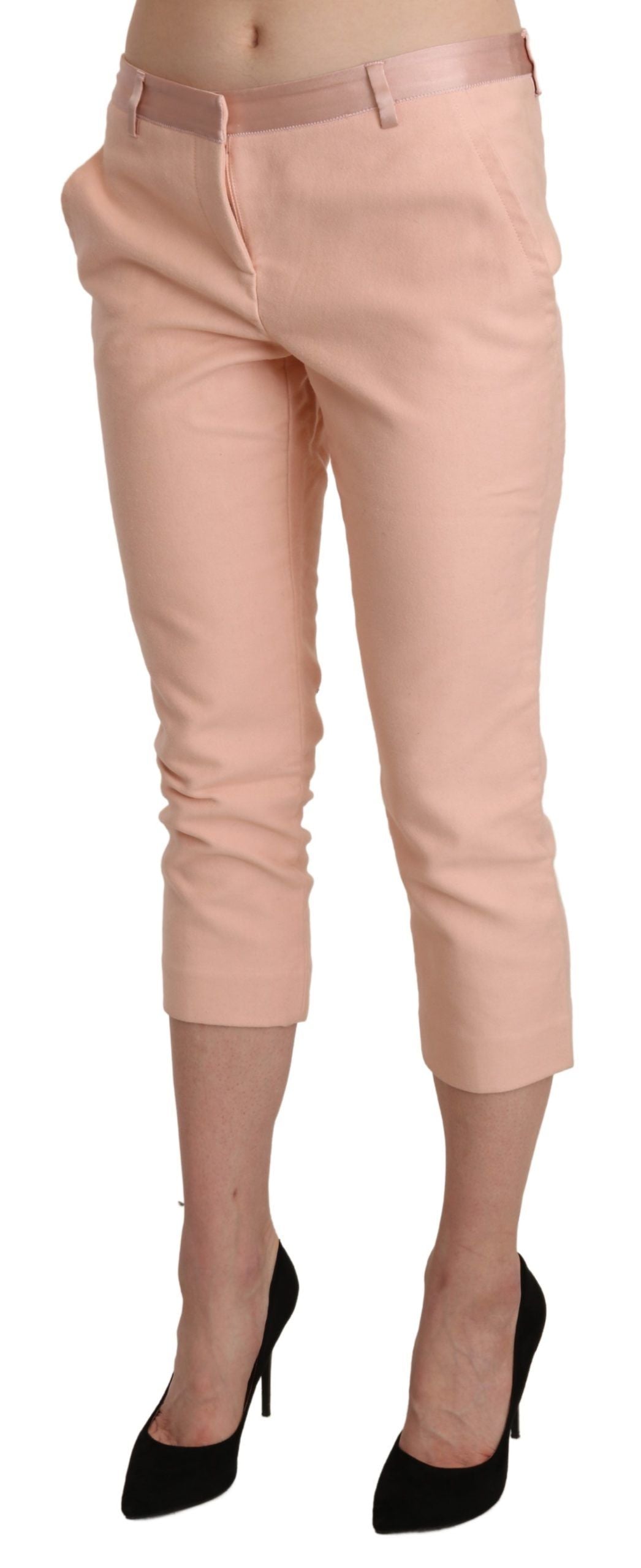 Chic Pink Skinny Capri Pants - ventzia