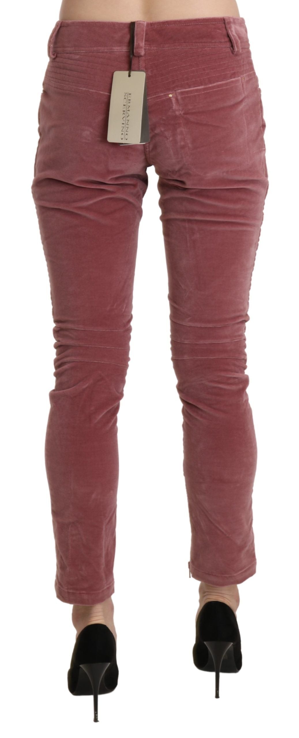 Chic Red Mid Waist Skinny Trousers - ventzia
