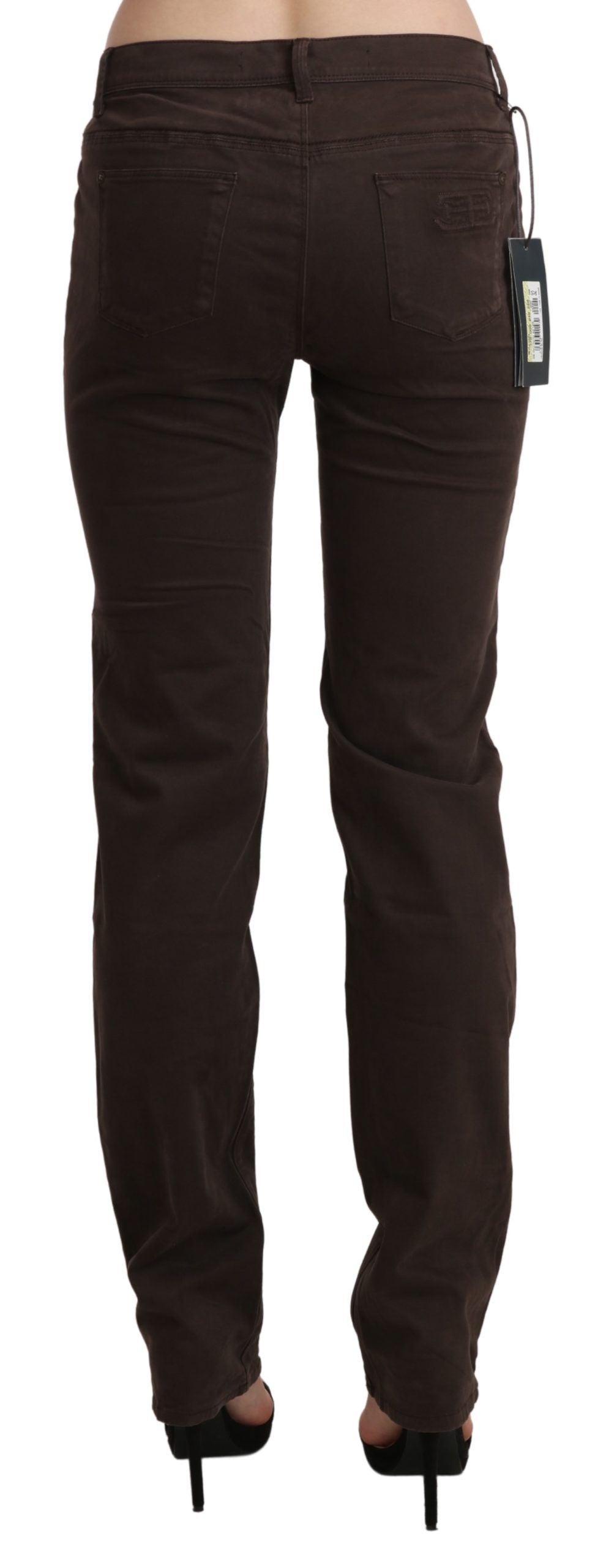 Chic Brown Mid Waist Skinny Trousers - ventzia