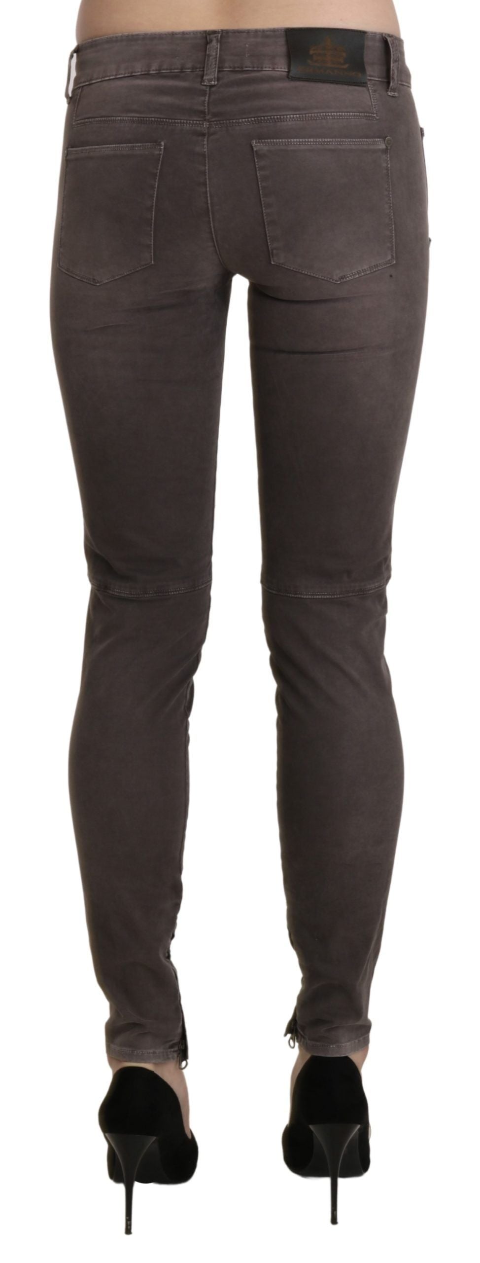 Chic Brown Low Waist Skinny Trousers - ventzia