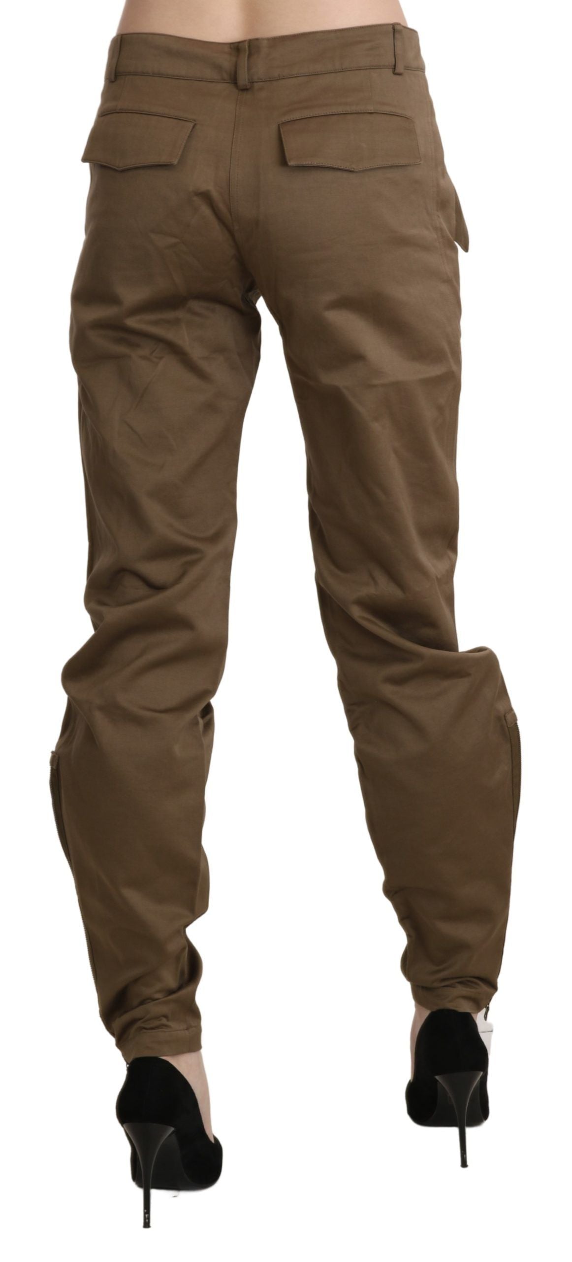 Chic Brown Mid Waist Straight Trousers - ventzia