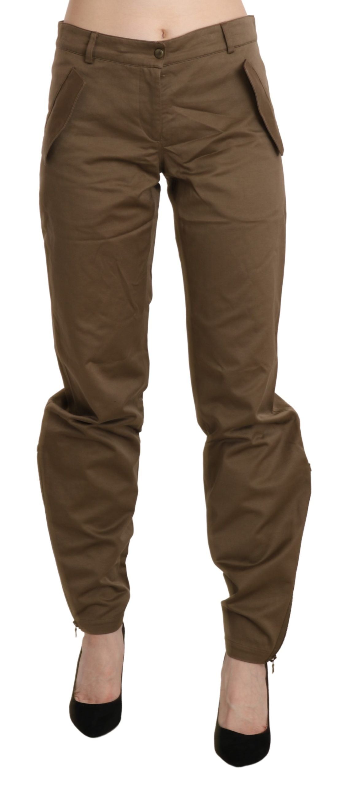 Chic Brown Mid Waist Straight Trousers - ventzia