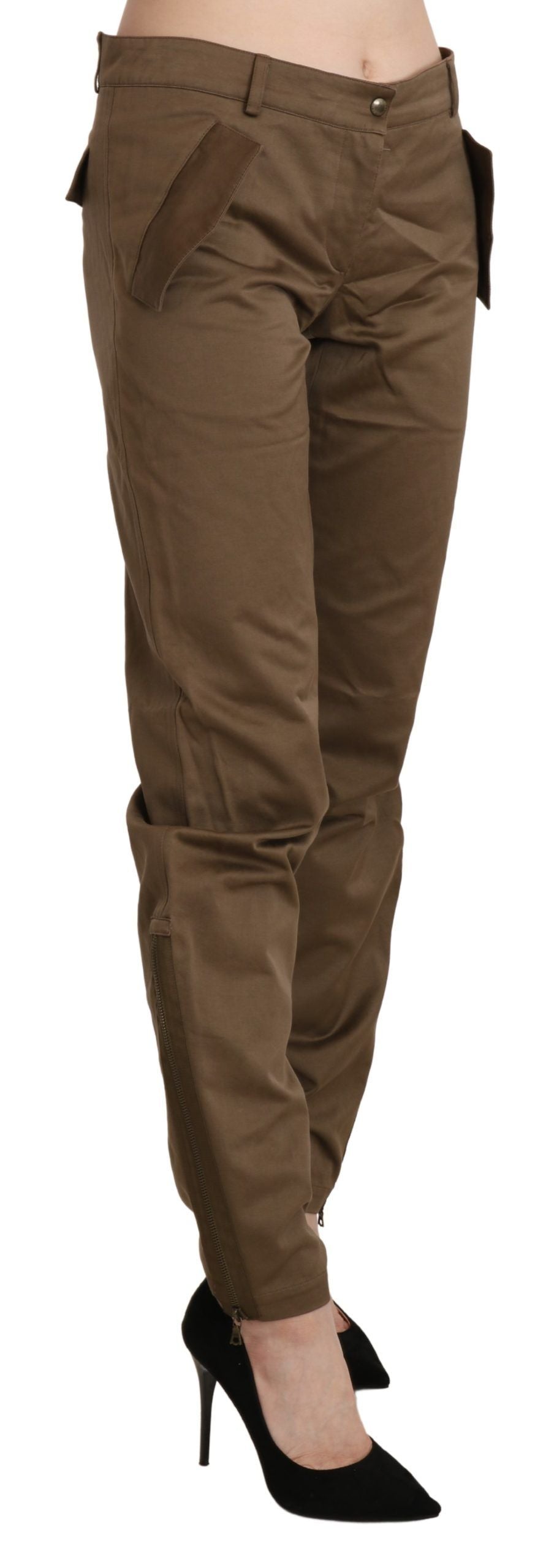 Chic Brown Mid Waist Straight Trousers - ventzia