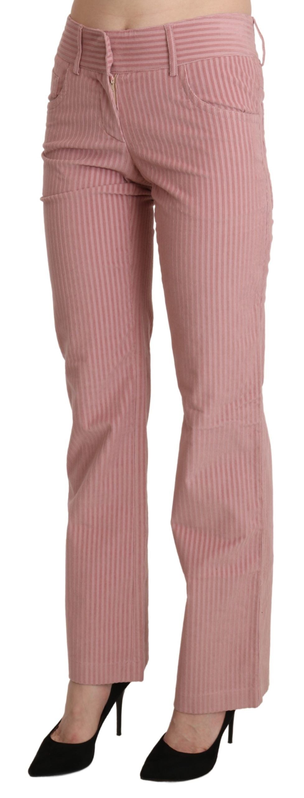 Chic Pink Mid Waist Straight Trousers - ventzia