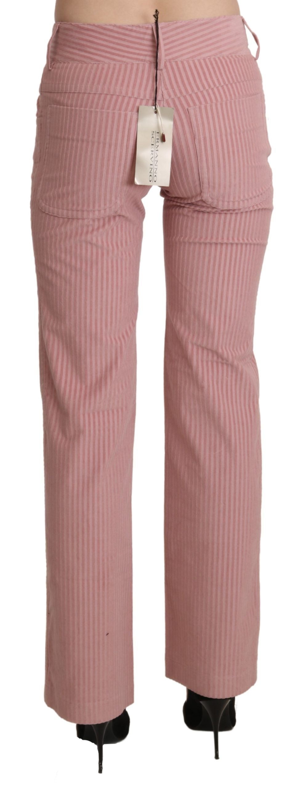 Chic Pink Mid Waist Straight Trousers - ventzia
