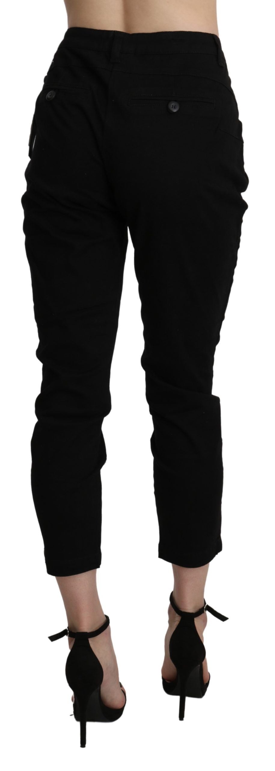 Chic High Waist Cropped Black Jeans - ventzia