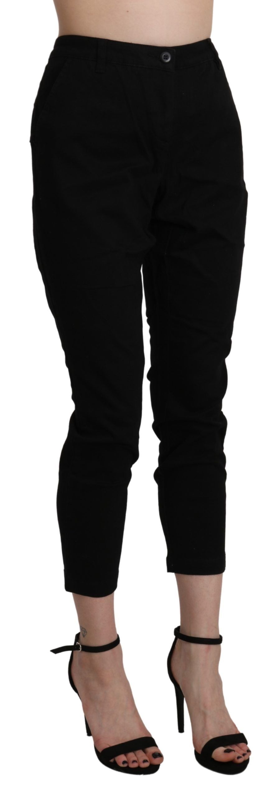 Chic High Waist Cropped Black Jeans - ventzia