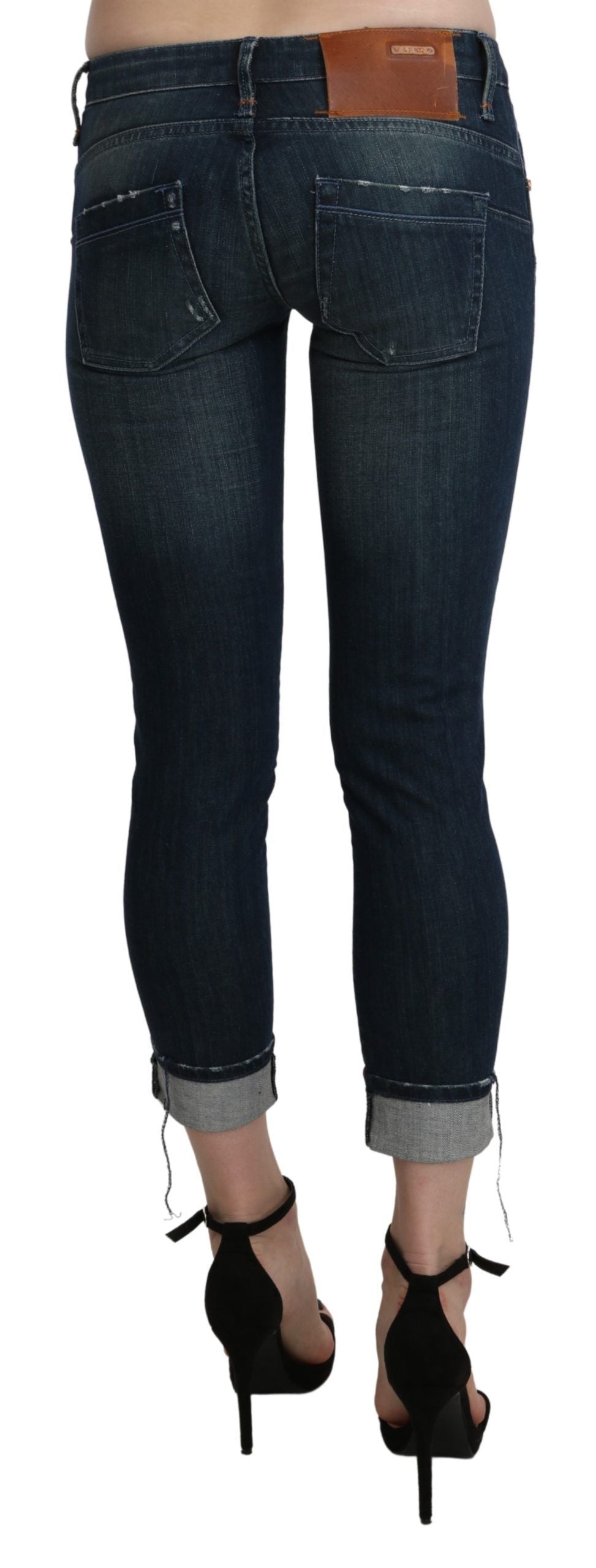 Chic Blue Washed Skinny Cropped Denim - ventzia
