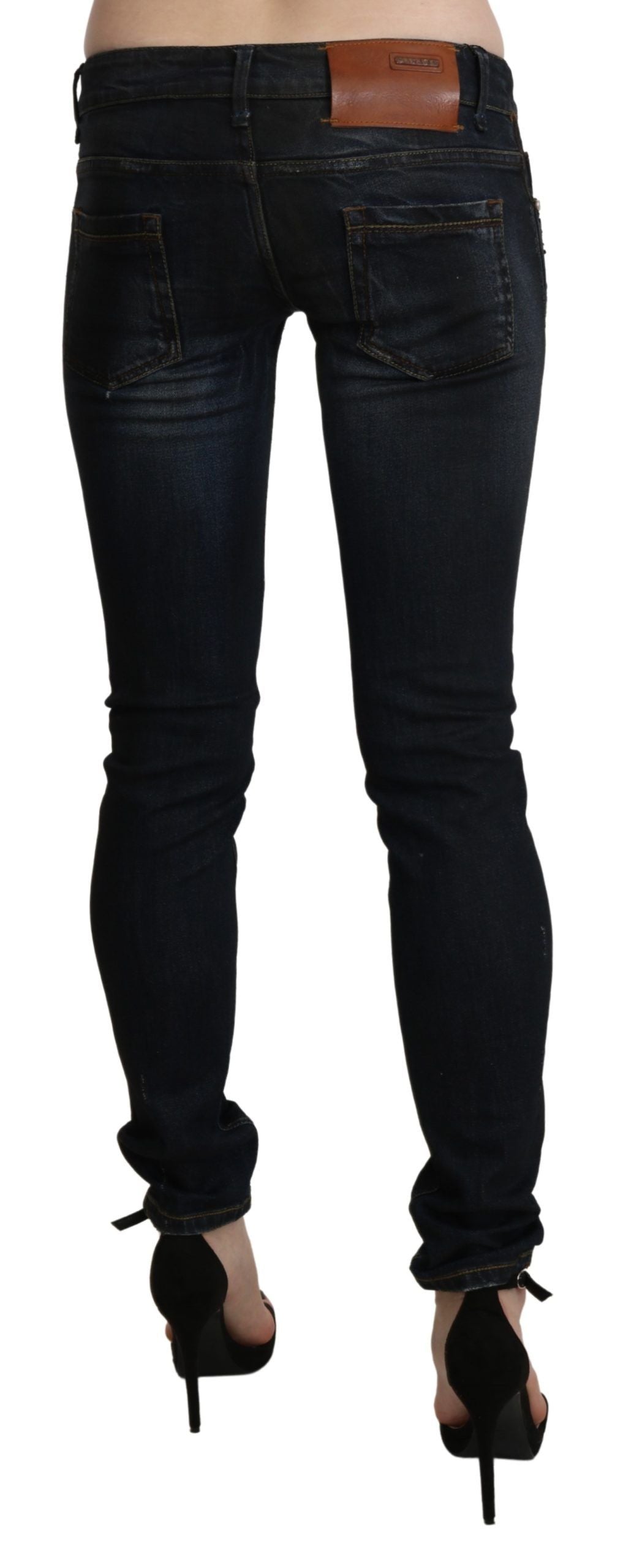 Chic Low Waist Skinny Black Jeans - ventzia