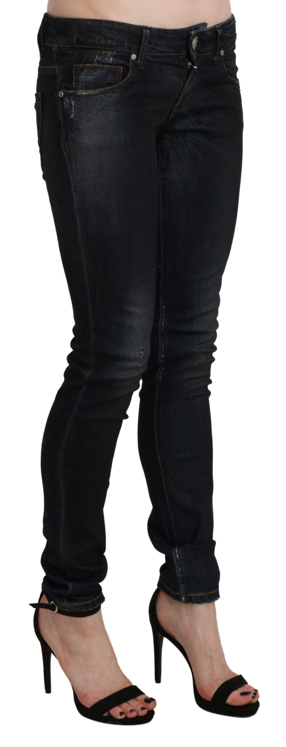 Chic Low Waist Skinny Black Jeans - ventzia
