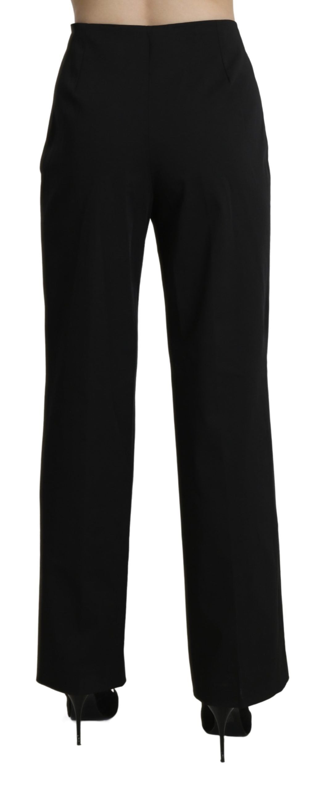 Elegant High Waist Straight Black Pants - ventzia