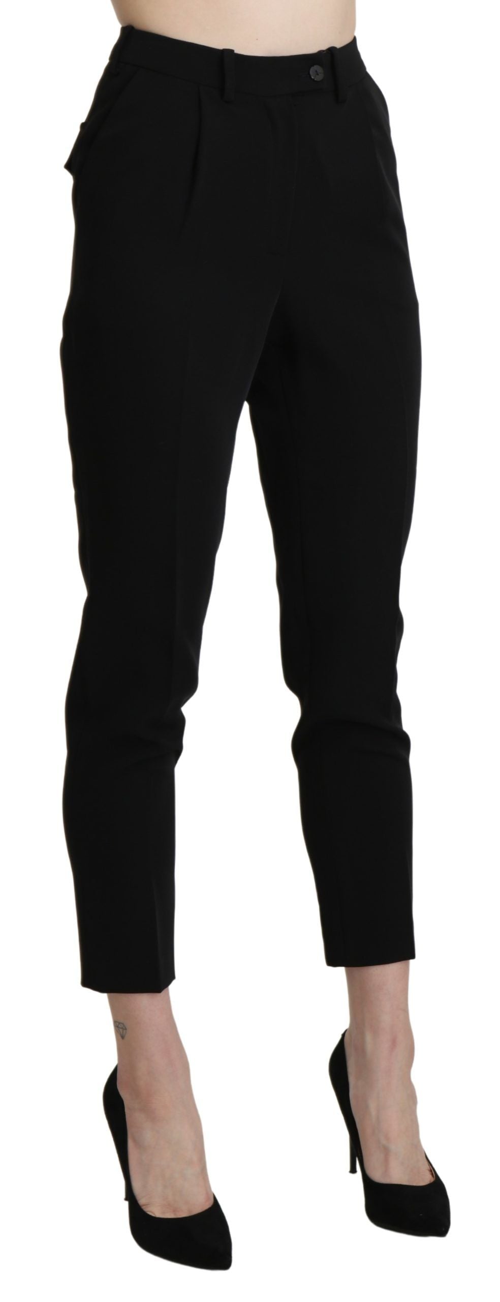 Chic High Waist Skinny Cropped Trousers - ventzia