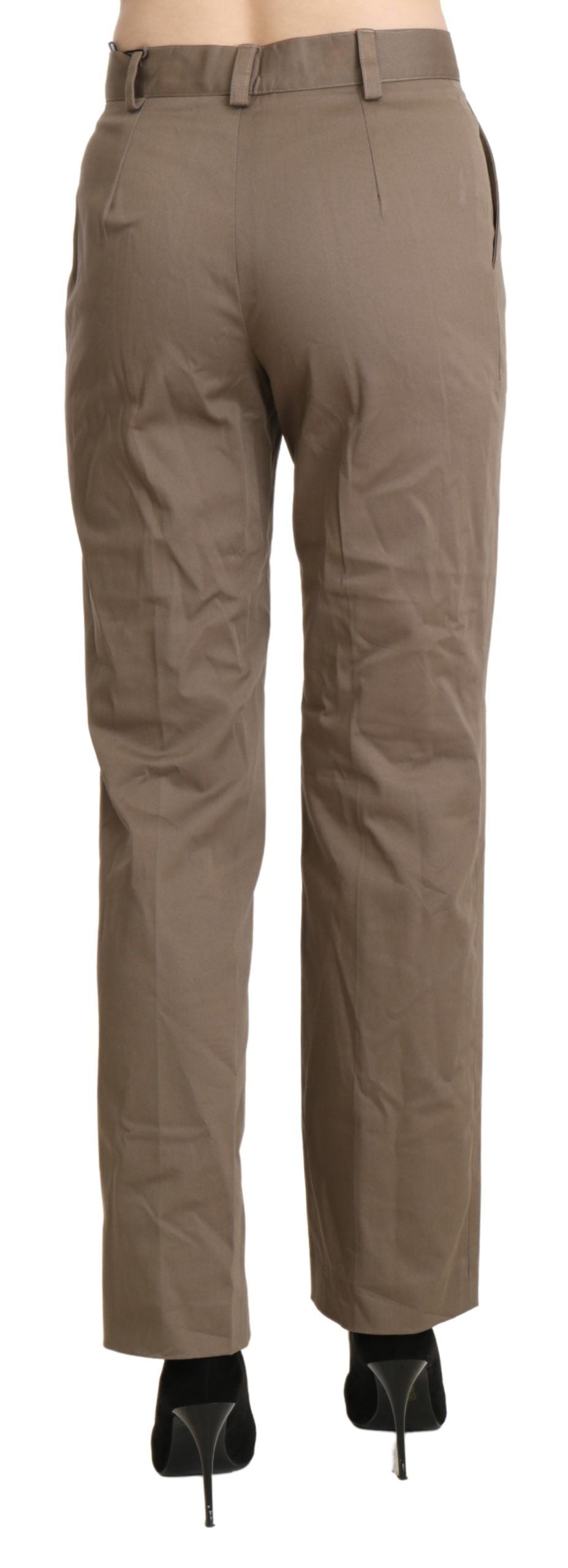 Elegant High Waist Straight Pants in Brown - ventzia