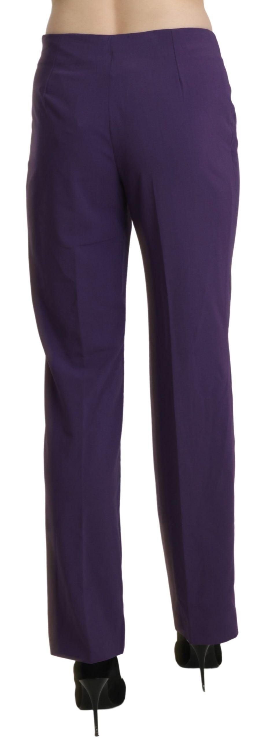 Elegant High Waist Violet Straight Pants - ventzia