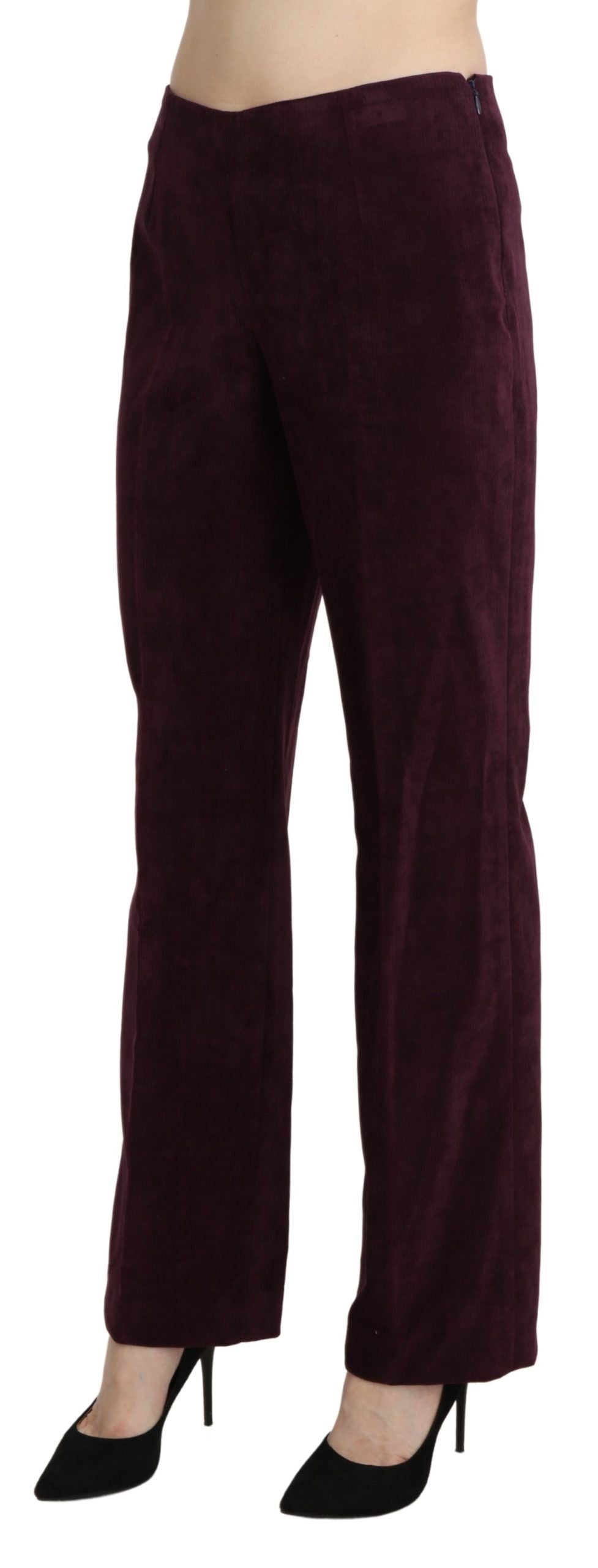 Elegant High Waist Straight Purple Pants - ventzia