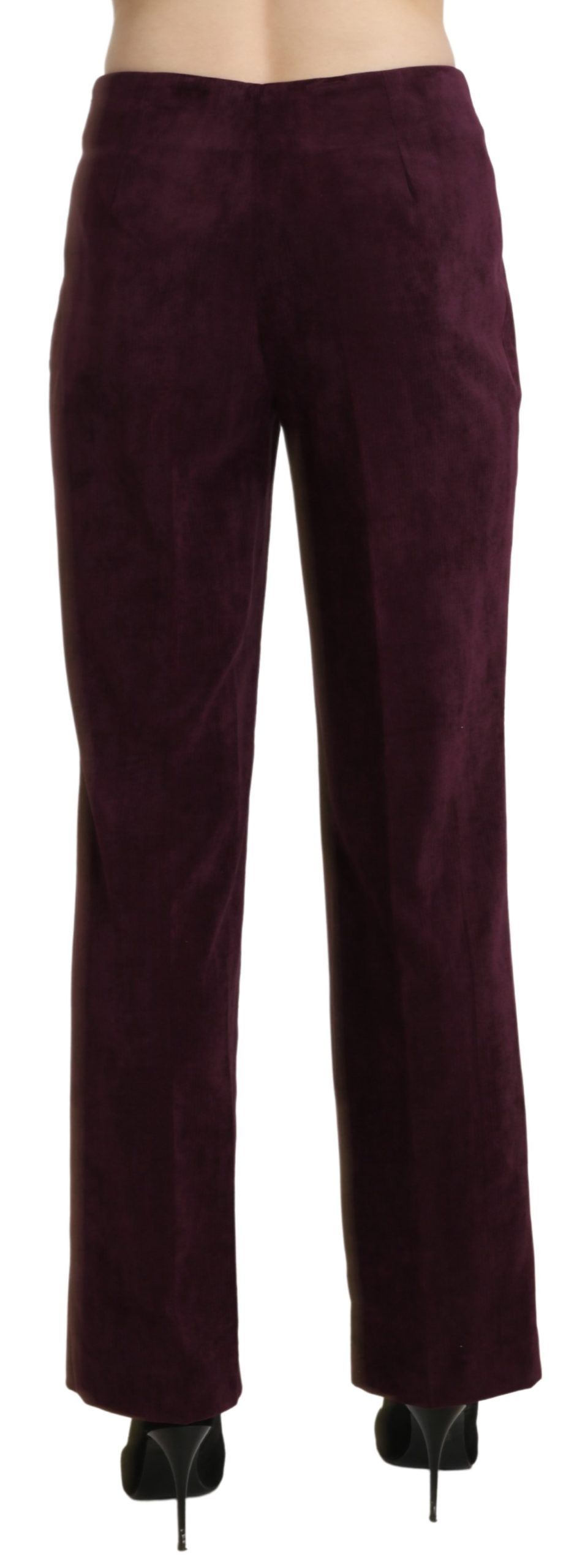 Elegant High Waist Straight Purple Pants - ventzia