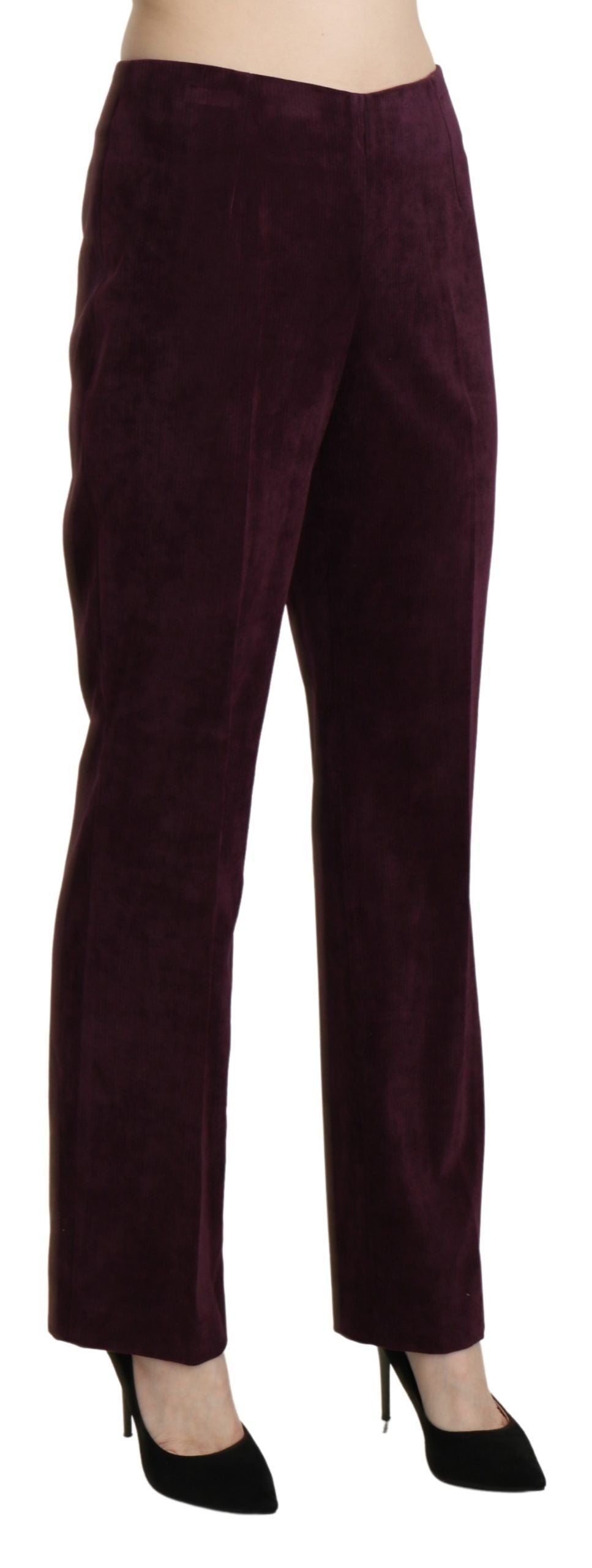 Elegant High Waist Straight Purple Pants - ventzia