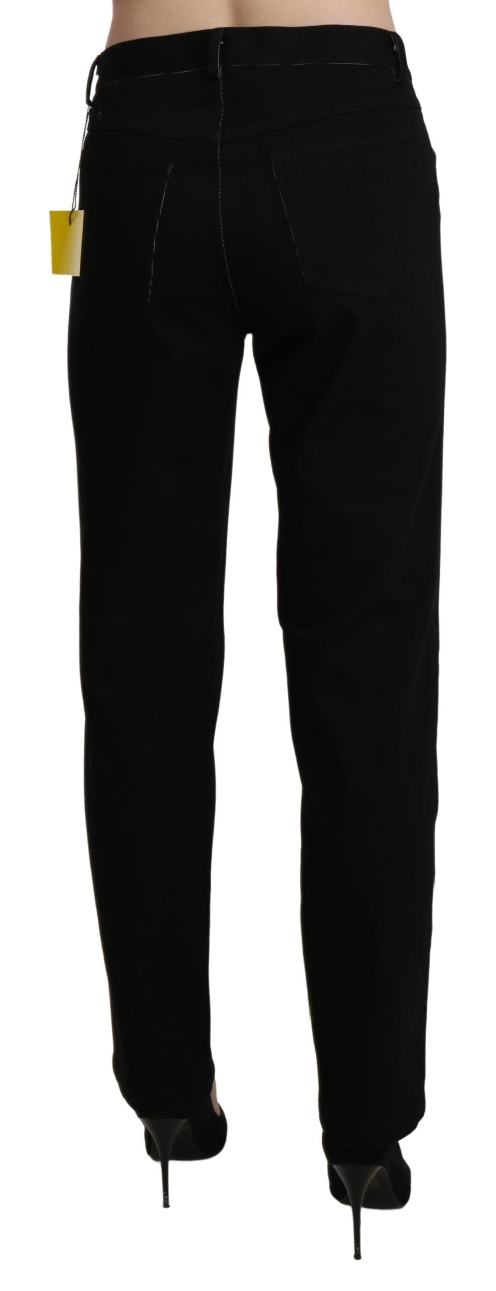 Elegant High Waist Straight Black Trousers - ventzia