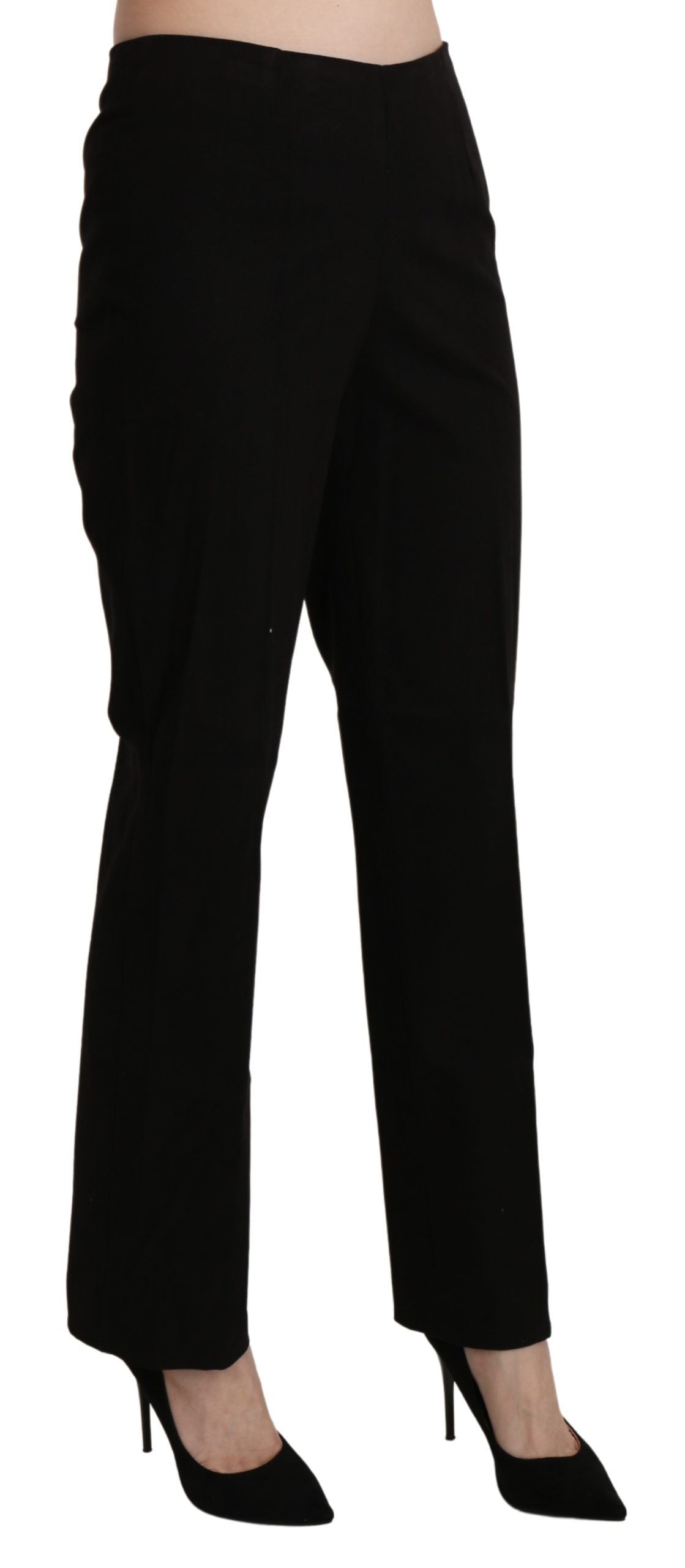 Elegant High Waist Straight Black Pants - ventzia