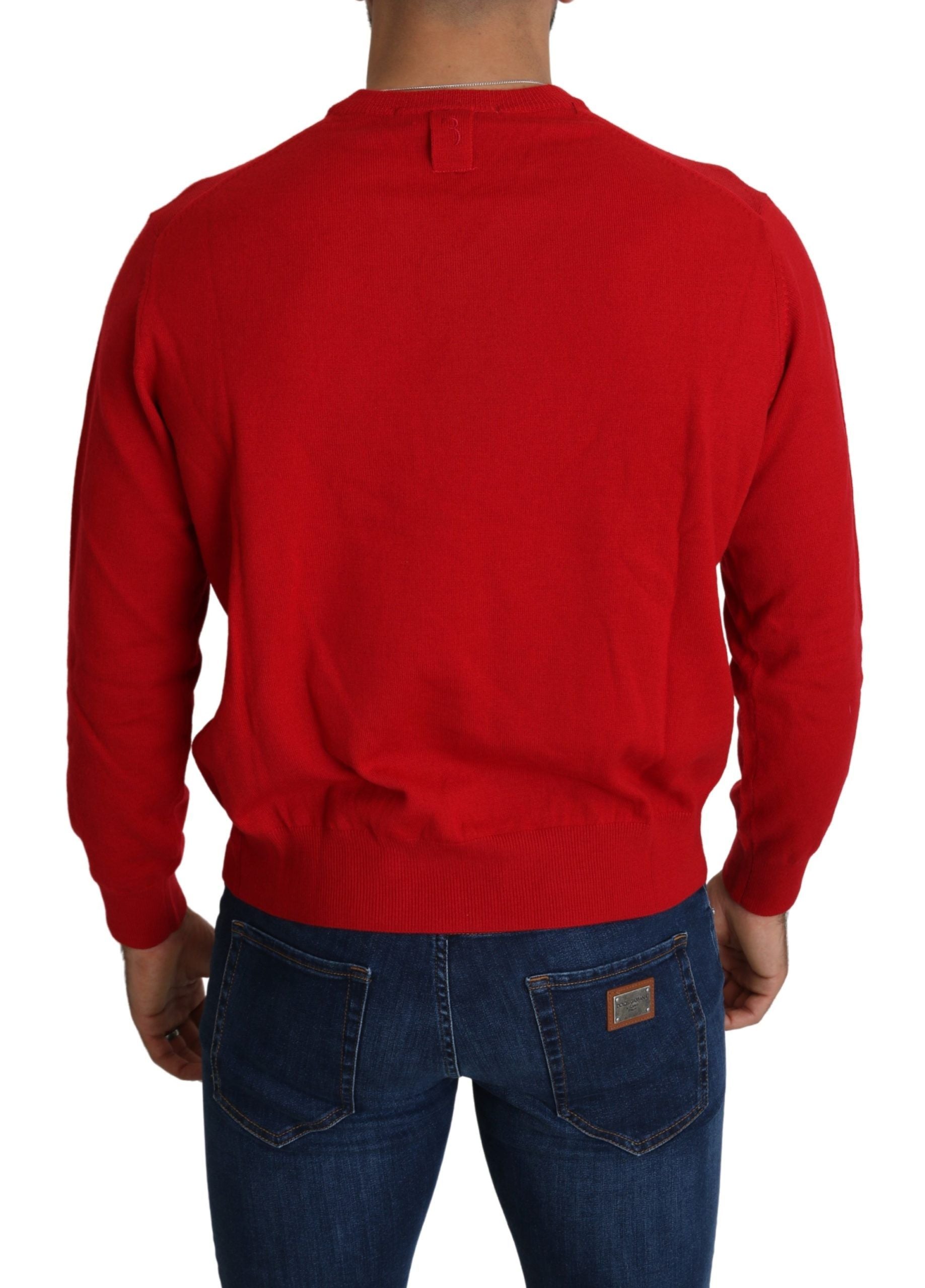 Iconic Embroidered Red Wool Sweater - ventzia