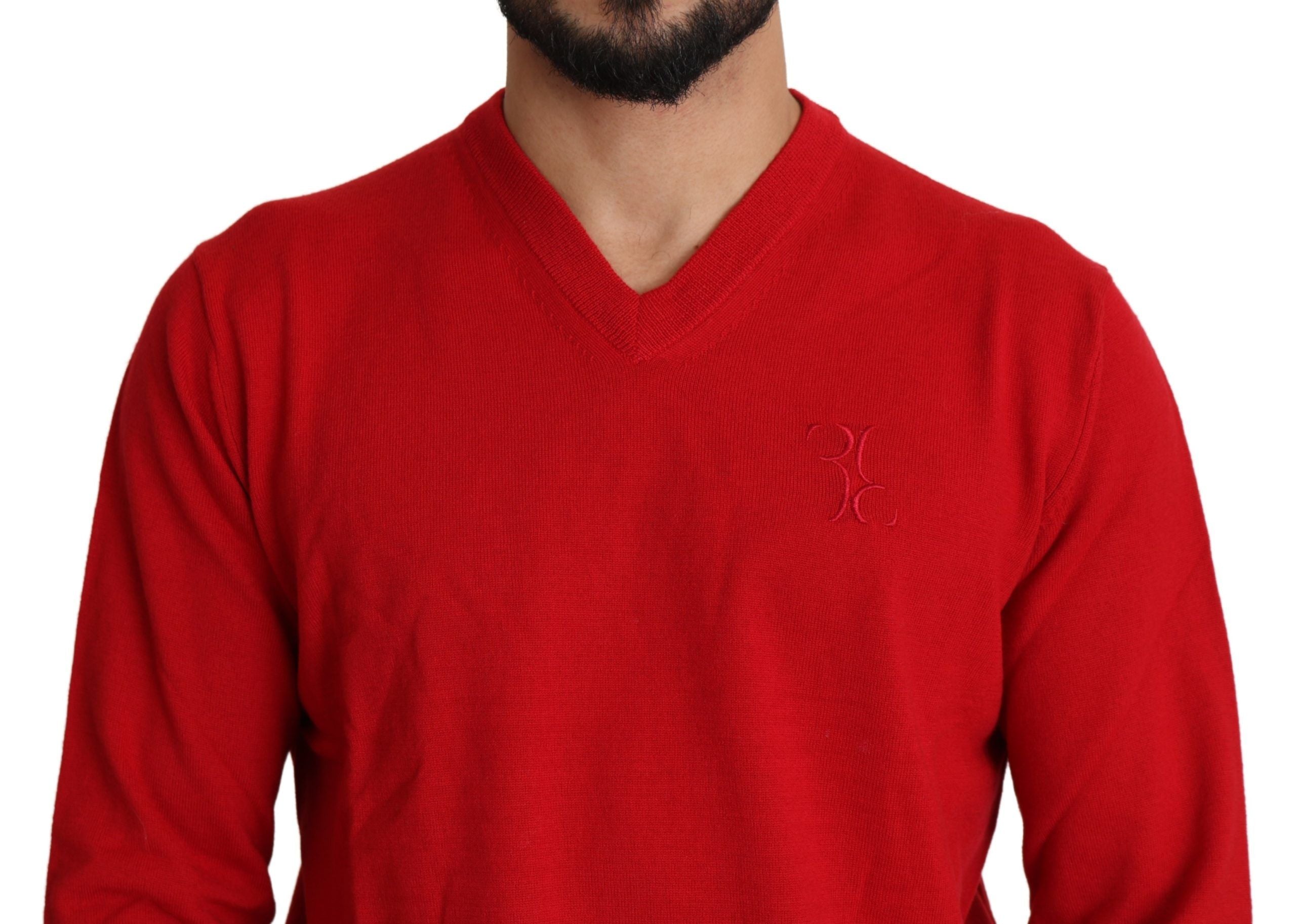 Iconic Embroidered Red Wool Sweater - ventzia
