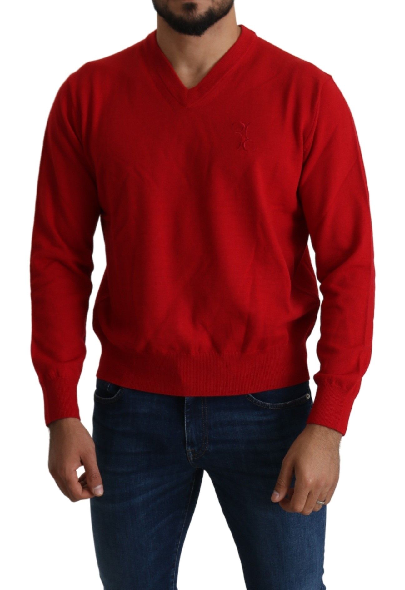 Iconic Embroidered Red Wool Sweater - ventzia