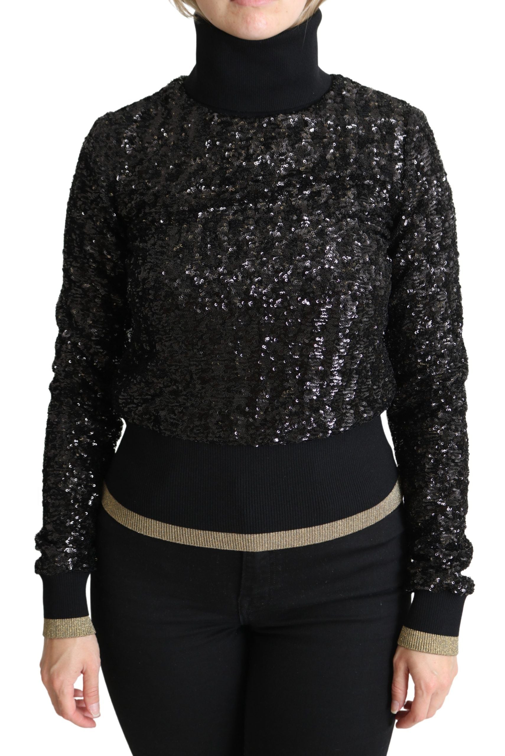 Elegant Sequined Turtleneck Sweater - ventzia