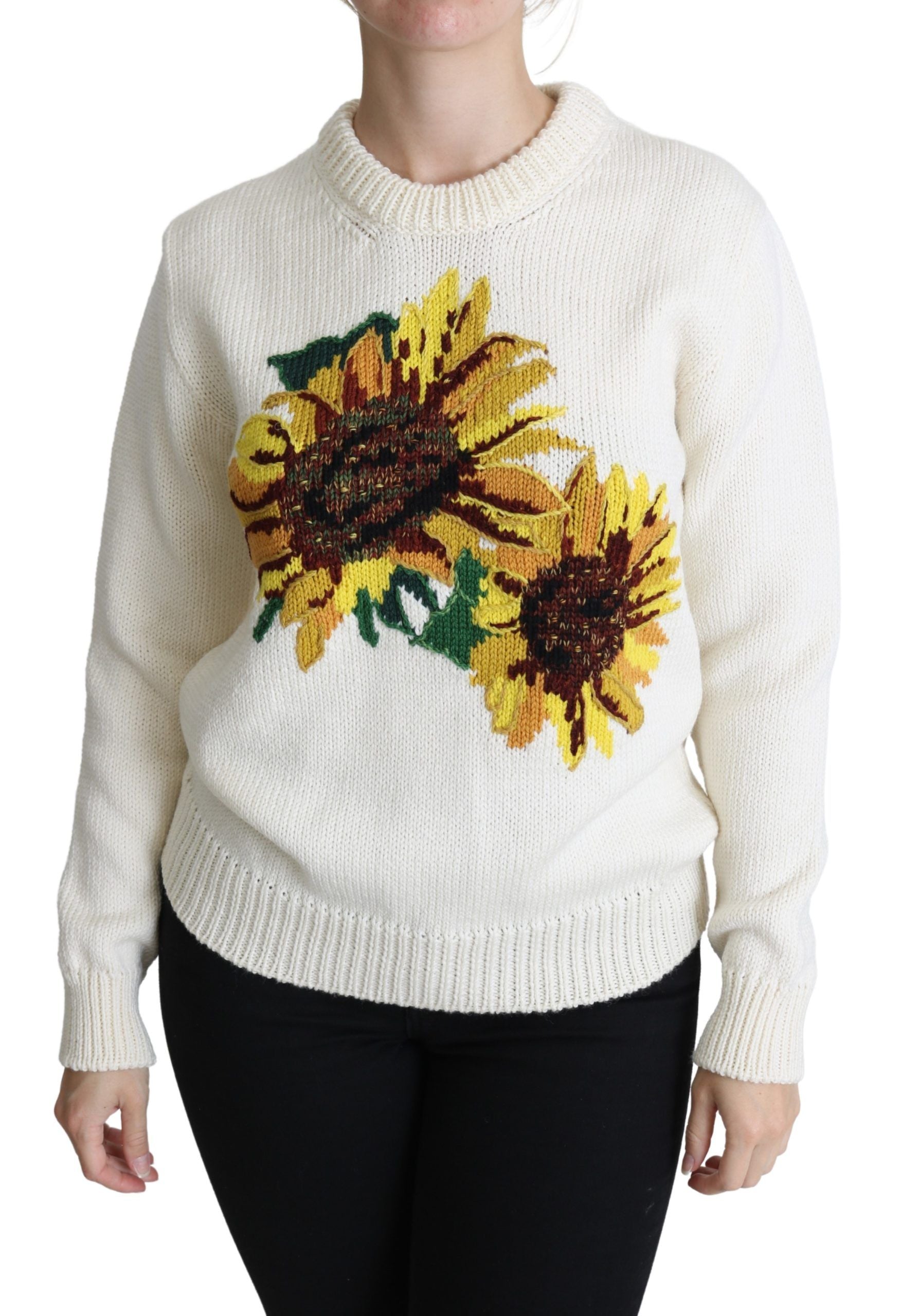 Elegant Knitted Sunflower Sweater - ventzia