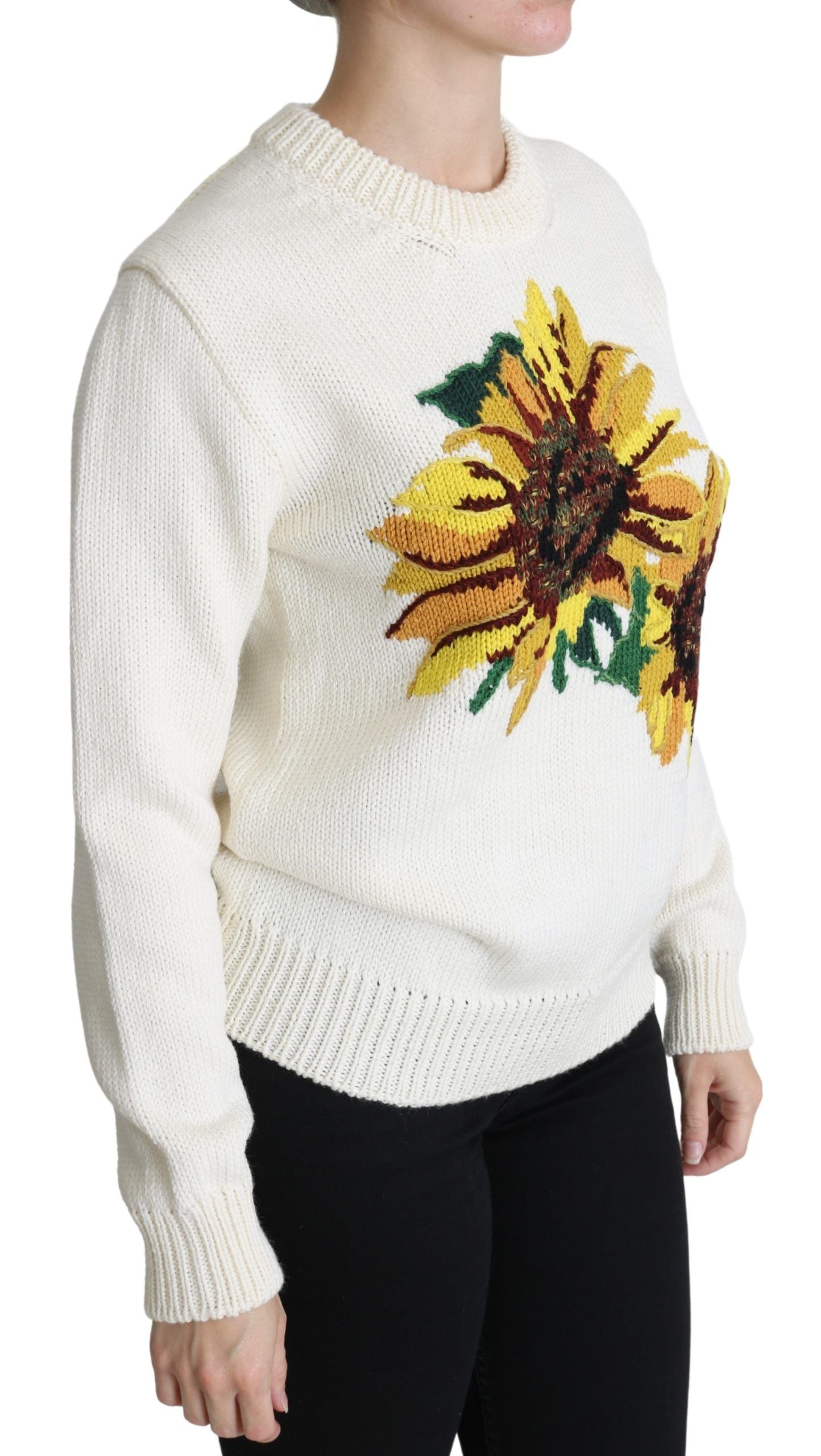 Elegant Knitted Sunflower Sweater - ventzia