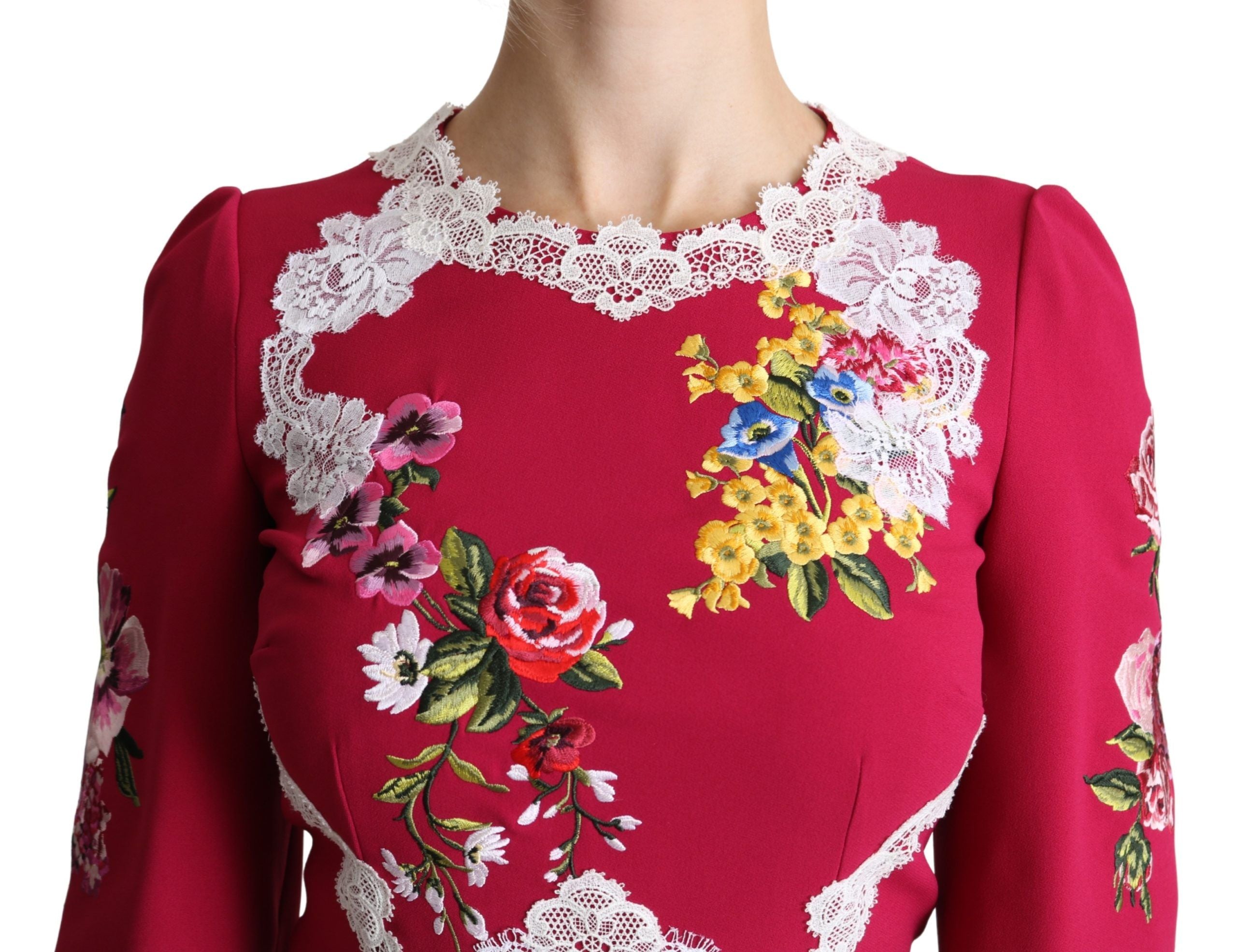 Floral Embroidered Sheath Midi Dress - ventzia