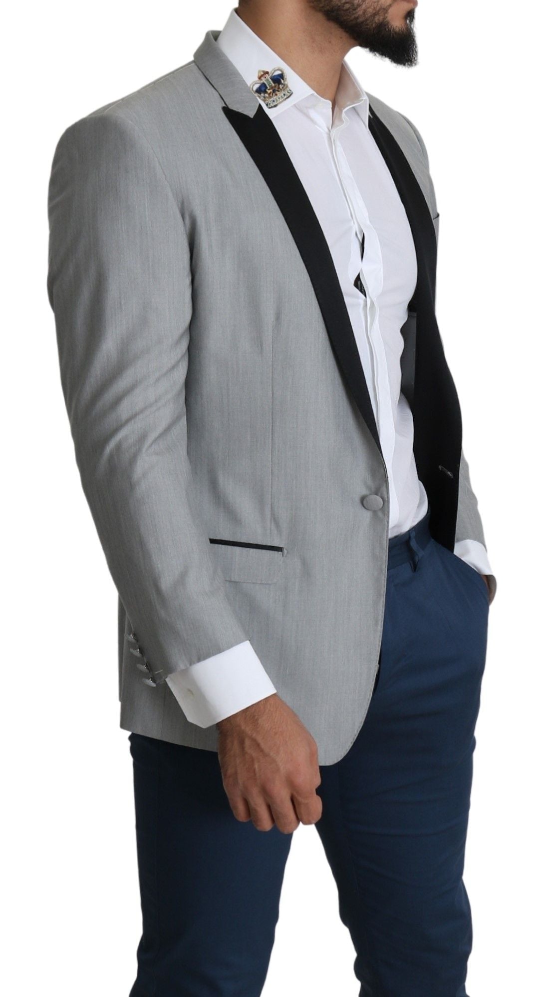 Elegant Silk Blend Light Gray Blazer - ventzia
