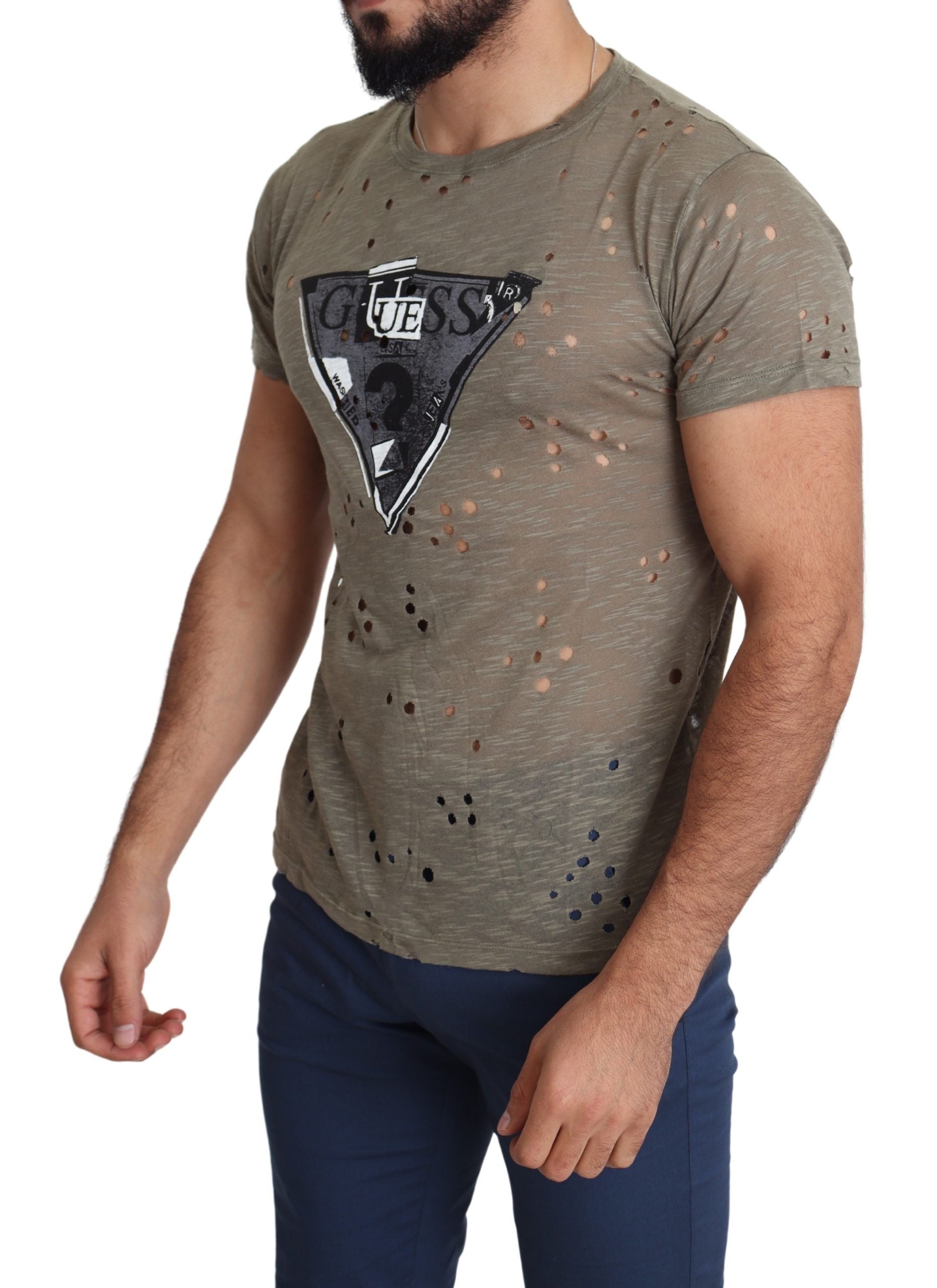 Chic Brown Cotton Stretch T-Shirt - ventzia