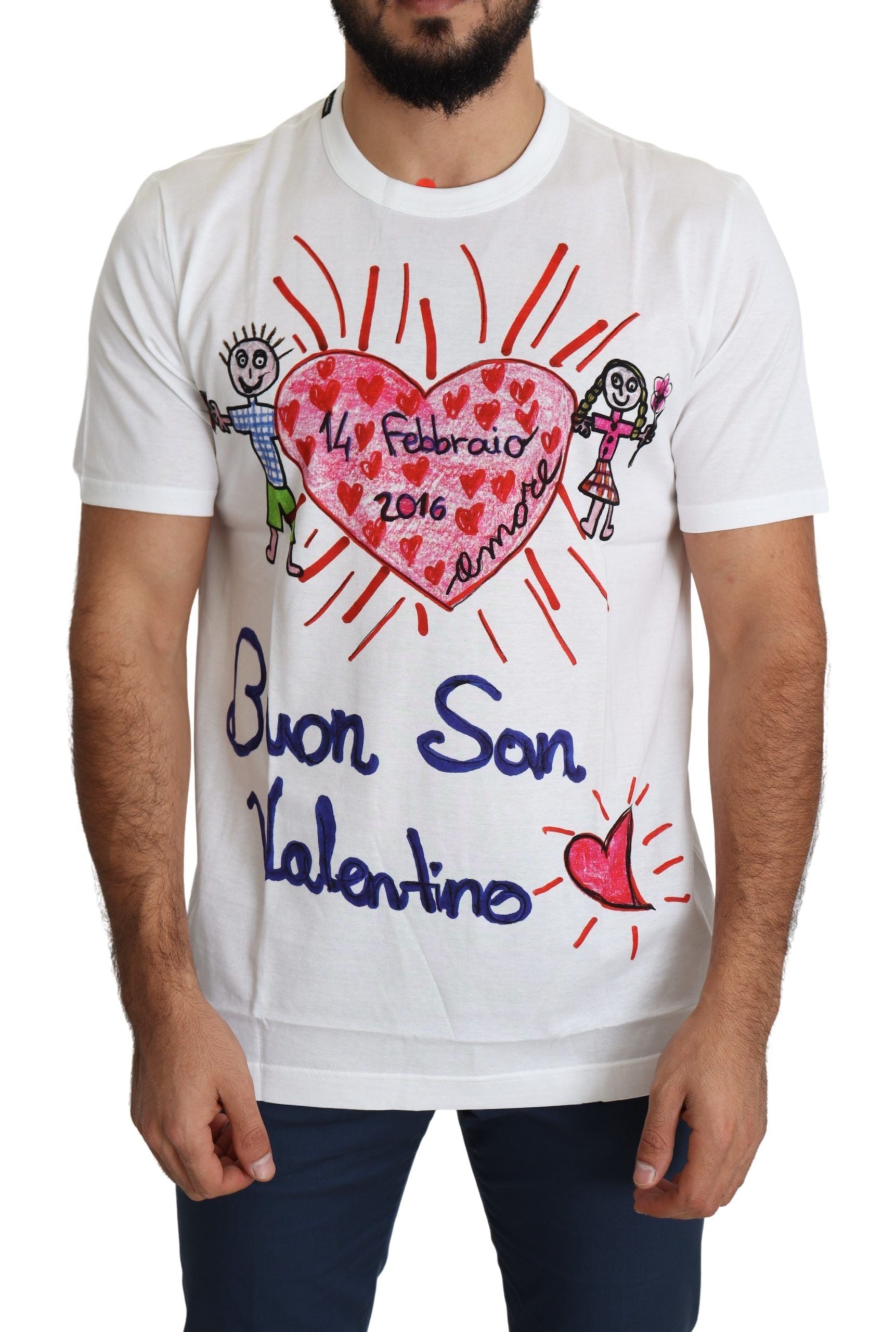 Romantic Heart Print Crew Neck Tee - ventzia