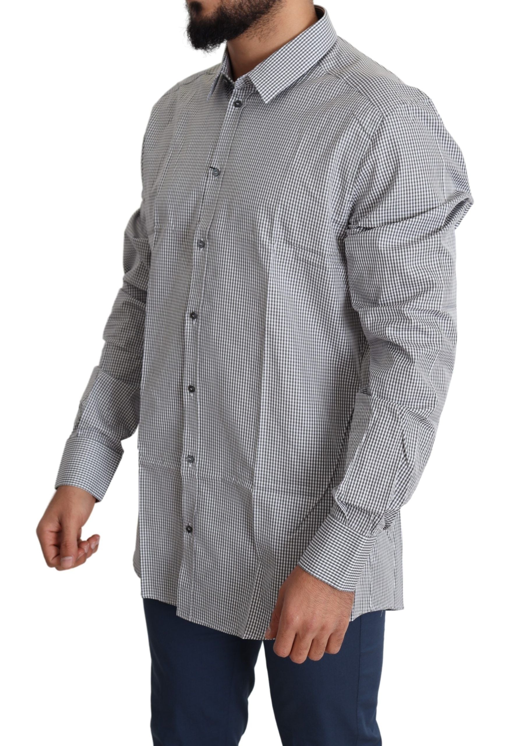 Checkered Slim Fit Cotton Dress Shirt - ventzia