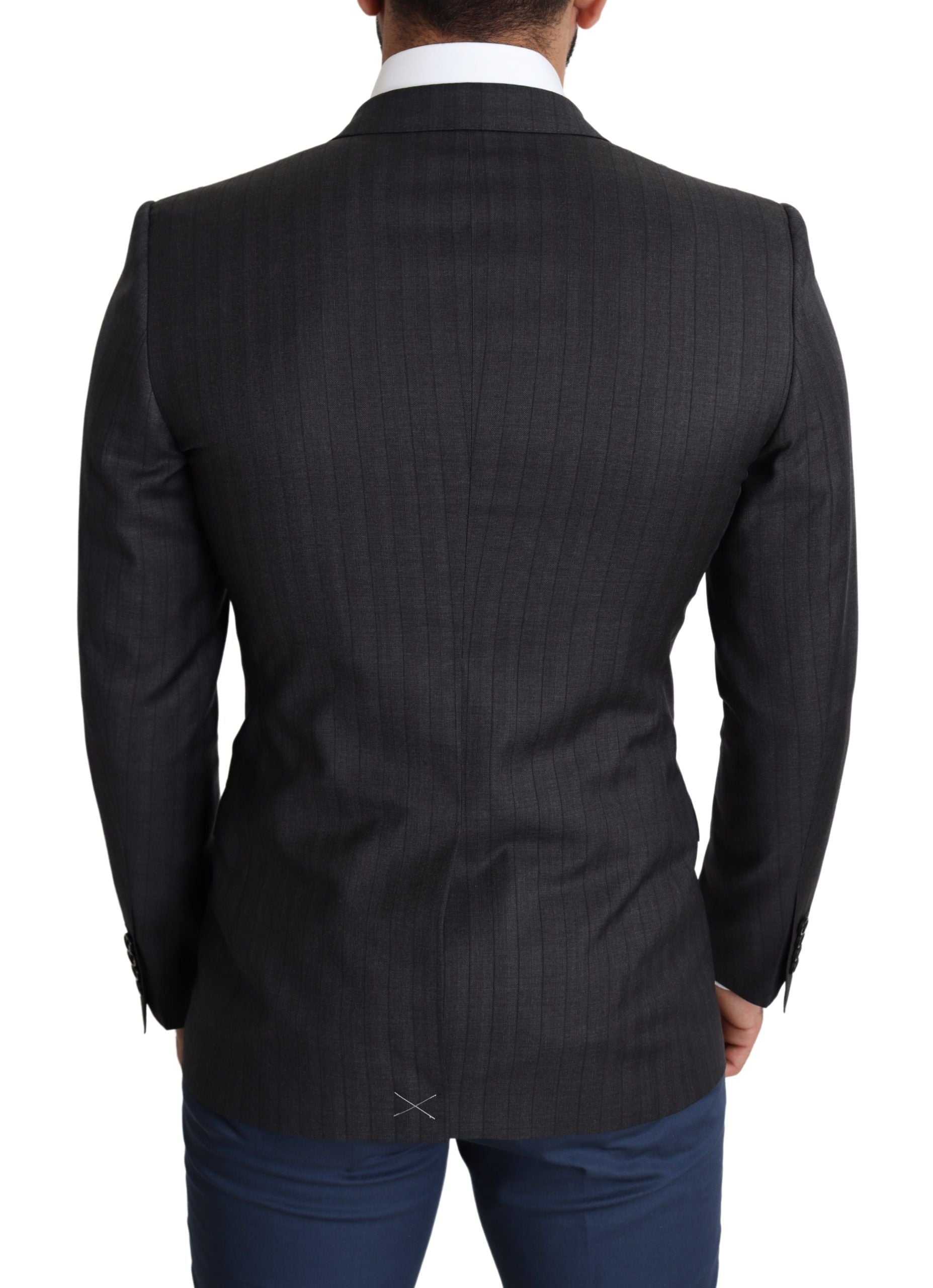 Elegant Black Virgin Wool Martini Blazer - ventzia