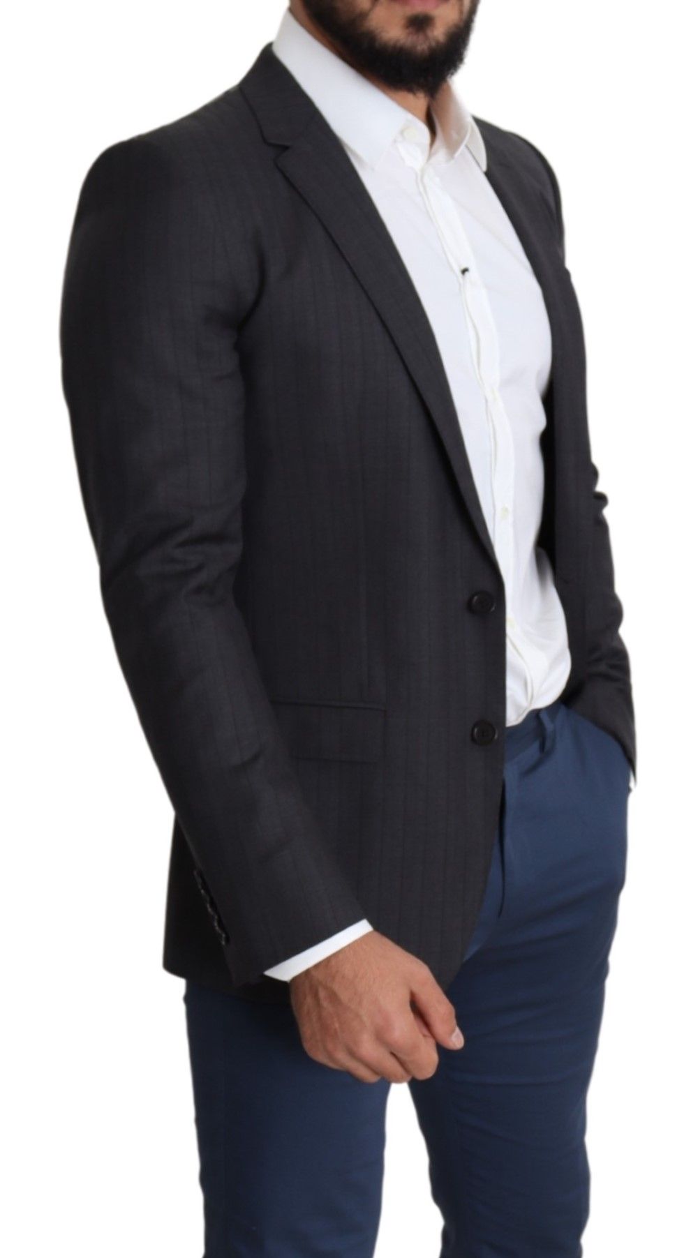 Elegant Black Virgin Wool Martini Blazer - ventzia